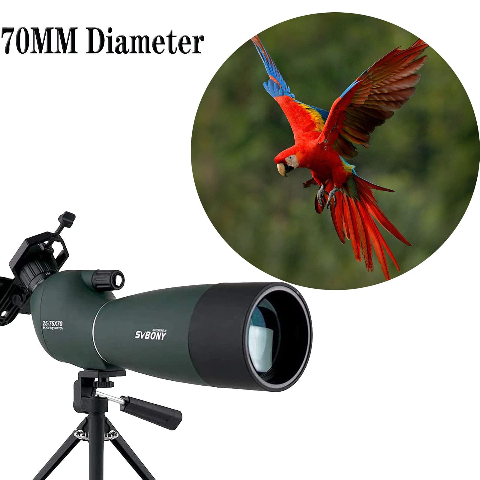 SVBONY SV28 Spotting Scopes with Tripod, Angled 25-75x70mm Spotter Scope with Phone Adapter, Waterproof Fogproof Spotting Scope for Bird Watching, Target Shooting, Wildlife Viewing - Image 3