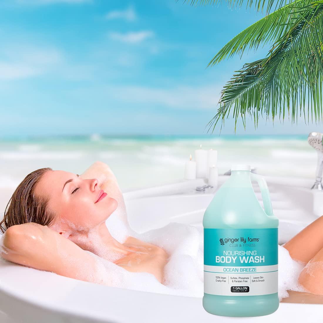 Ginger Lily Farms Club & Fitness Nourishing Body Wash, 100% Vegan & Cruelty-Free, Bath & Shower Gel for Men and Women, Ocean Breeze Scent, 1 Gallon (128 fl. oz.) Refill - Image 7