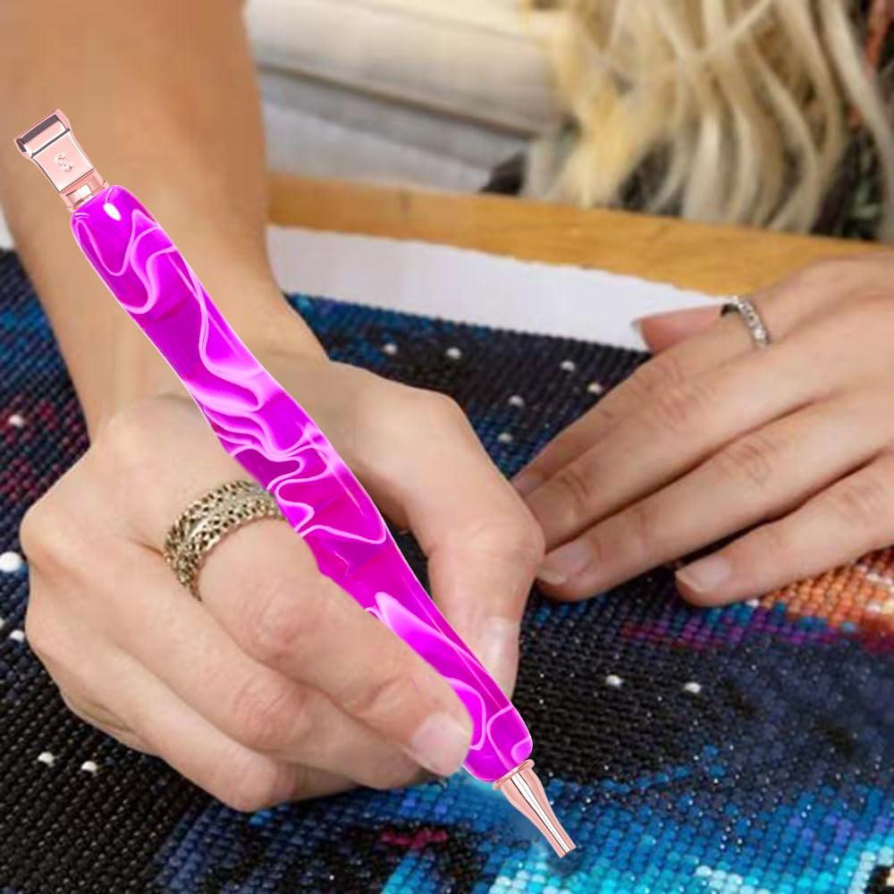 Praise V Do Ergonomic Diamond Painting Art Drill Bead Dot Pen Kit with Screw Steel Silver Metal Tip Nibs Placers Roller Tool Accessories for 5D Diamond Paint Purple - Image 2