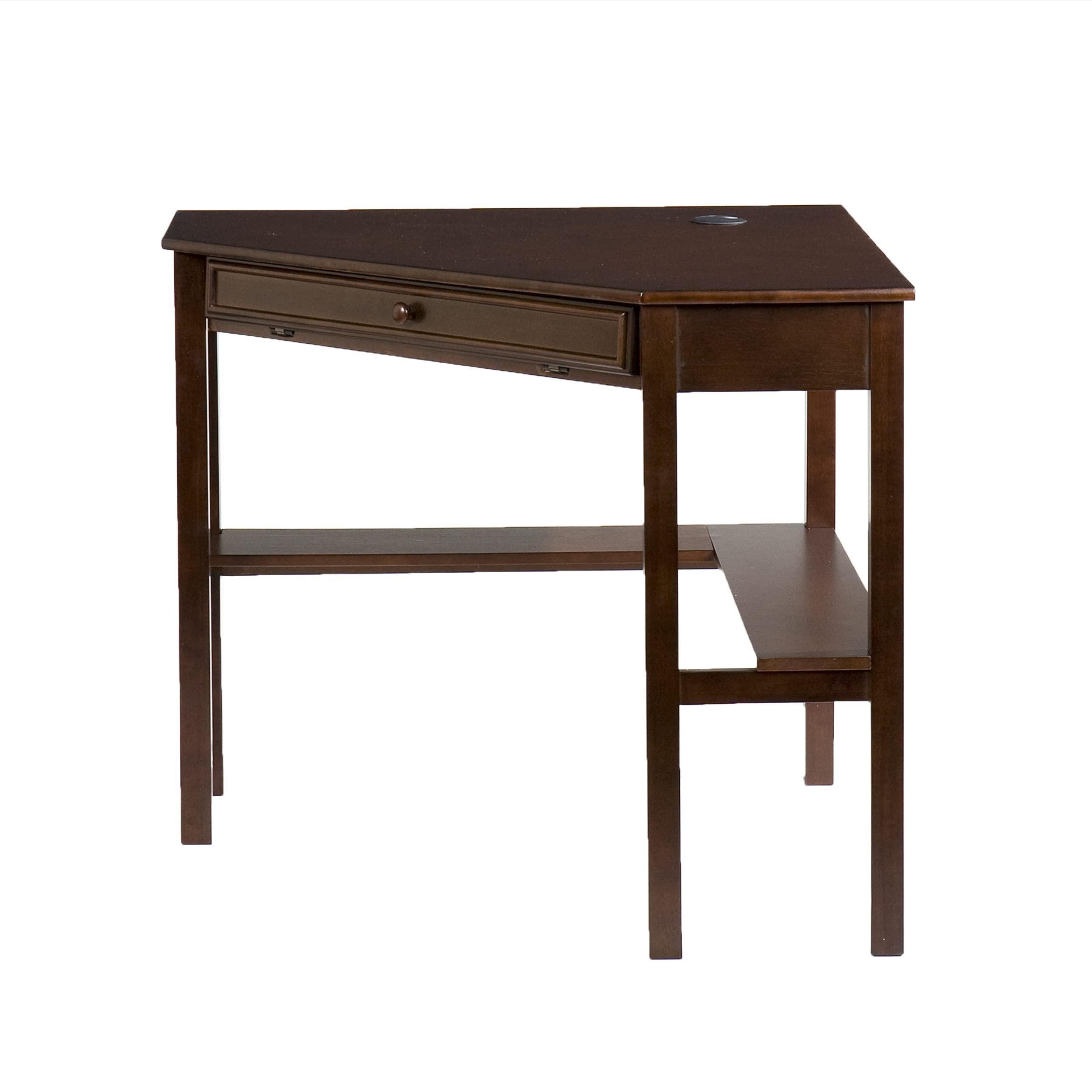 SEI Furniture Space Saving Corner Computer Slide Out Keyboard Tray Desk, Espresso - Image 5