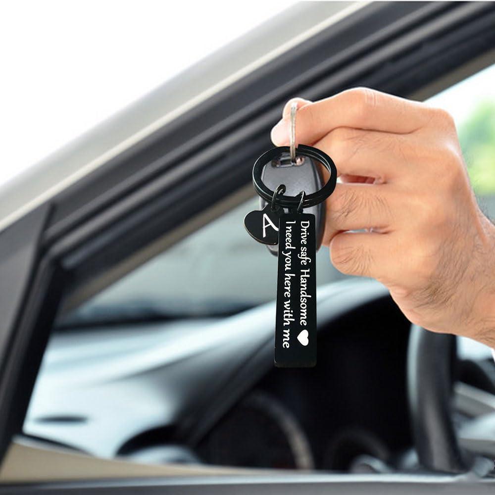SSLBeryl Drive Safe Keychain for Him | I Need You Here With Me Keychain for Men Boyfriend Husband Anniversary Birthday Gifts - Image 4