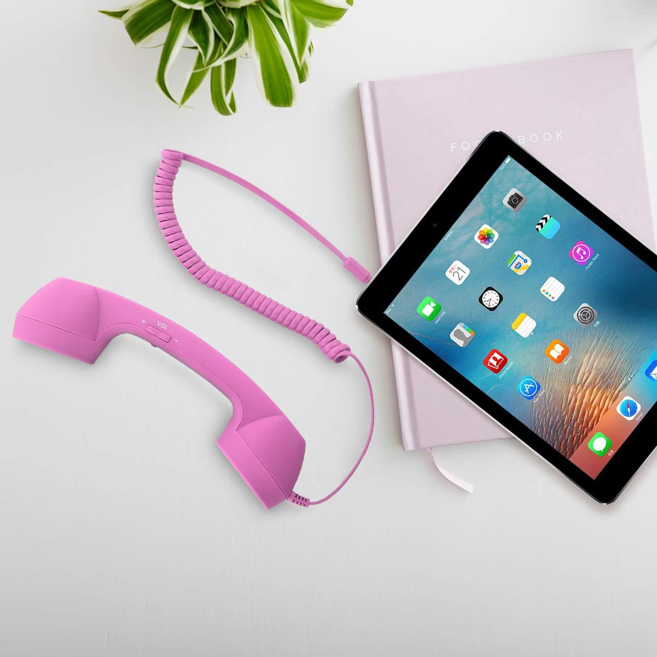 CM Vintage Retro Telephone Handset Cell Phone Receiver MIC Microphone for Cellphone Smartphone, 3.5 mm Socket (Pink) - Image 6
