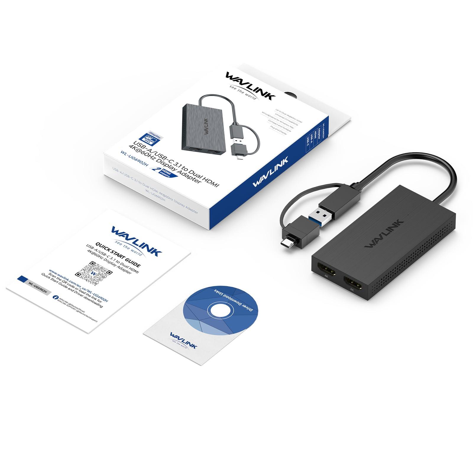 WAVLINK USB 3.0 or USB C to Dual HDMI Splitter - Extended Display for Dual Monitors, DisplayLink Adapter - 4K 60Hz for Apple Mac M1/M2/M3 or Windows 10/11, USB A/C to HDMI 4K Output - Image 9