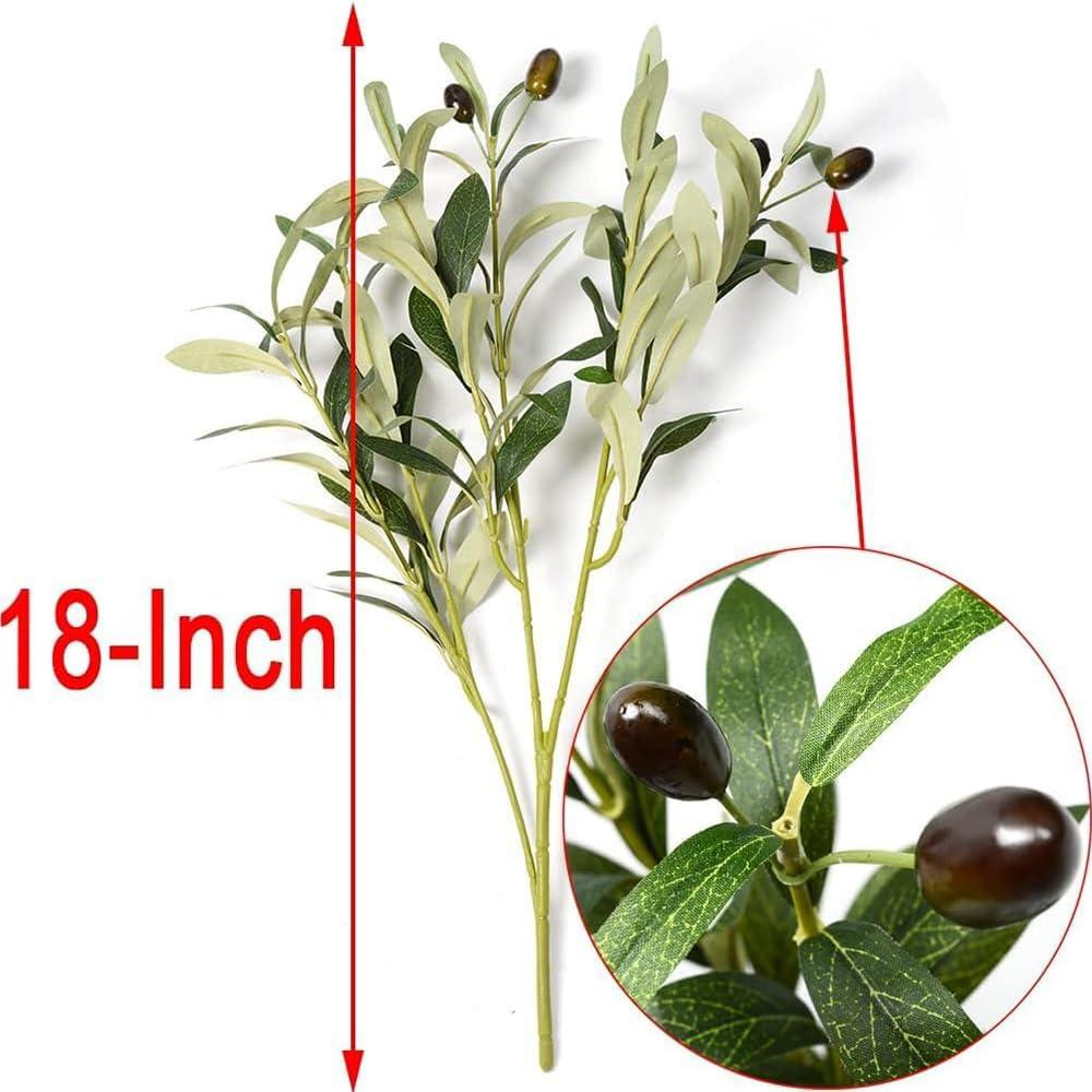 HANDIC Olive Branch 5pcs Olive Branches for Vases Filler Artificial Greenery Stems Artificial Olive Branch Stems Faux Fake Olive Branches (18inch/Branches) (5, Green) - Image 5