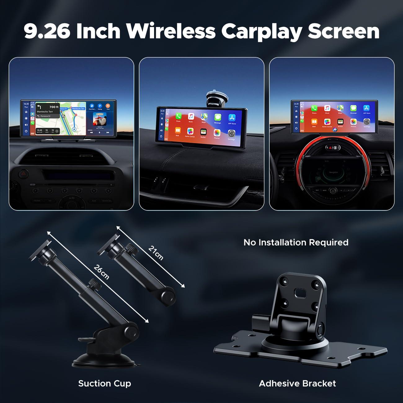 LAMTTO 9.26" Wireless Carplay and Android Auto with 2.5K Dash Cam, 1080P Backup Camera, Portable Touchscreen GPS Navigation for Car, Car Stereo Receiver with Bluetooth,AirPlay,AUX,FM,Googel,Siri - Image 9