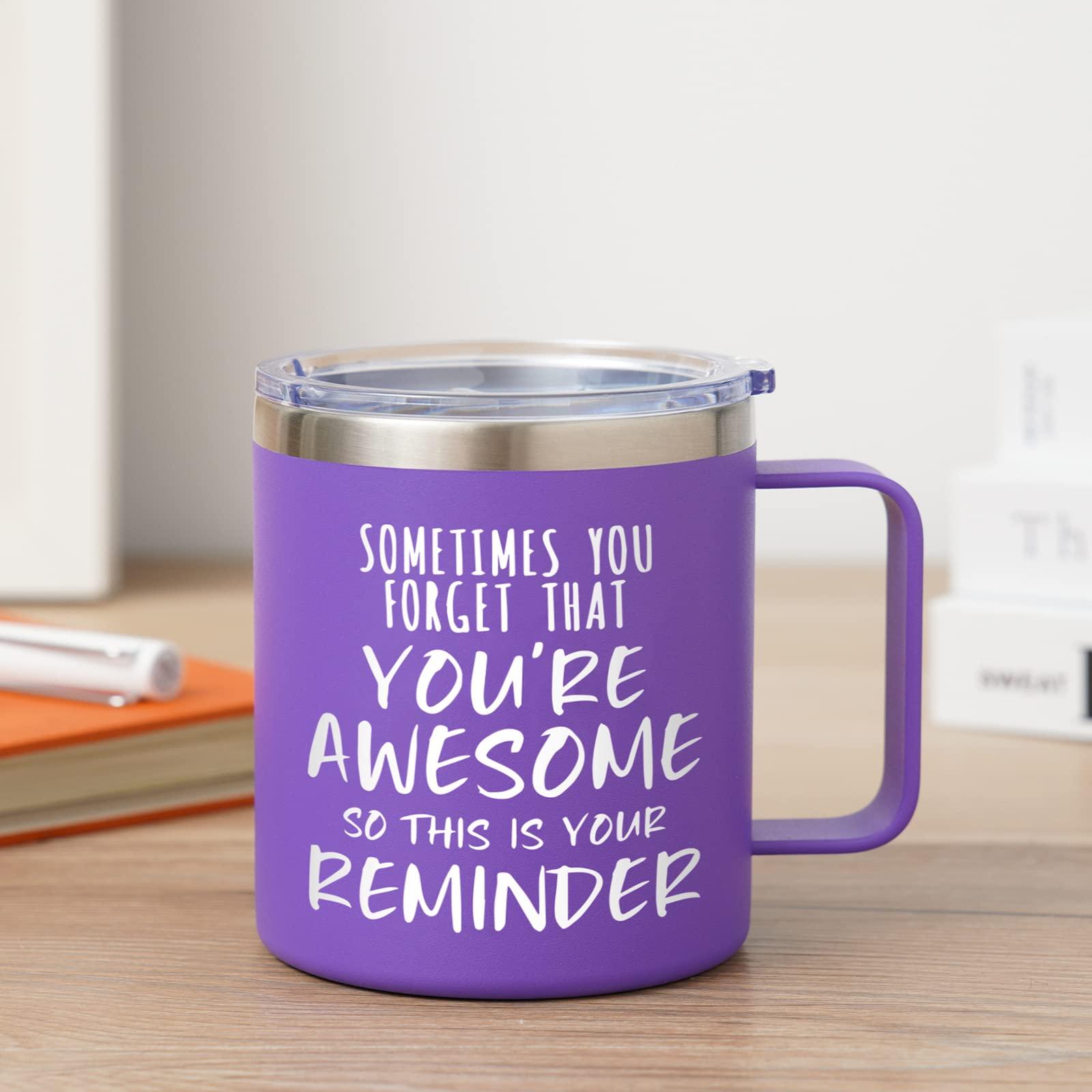 NOWWISH Inspirational Gifts for Women Wife, Sometimes You Forget You're Awesome Coffee Mug, Birthday Mothers Day for Mom Daughter Wife, 14Oz Purple - Image 2