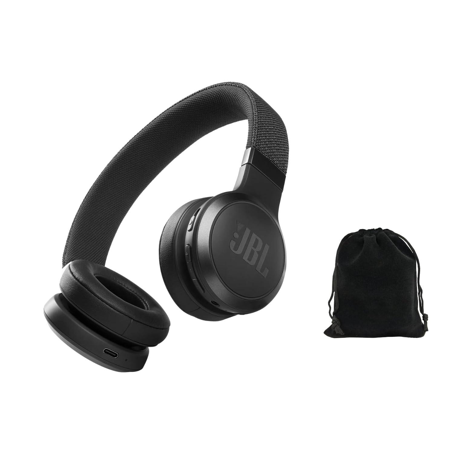 JBL Live 460NC Wireless Noise Cancelling On-Ear Headphones, Bluetooth 5.0, 50H Battery, Hands-Free Calls, Adaptive ANC, Google Assistant & Alexa - Black, Includes Carrying Pouch
