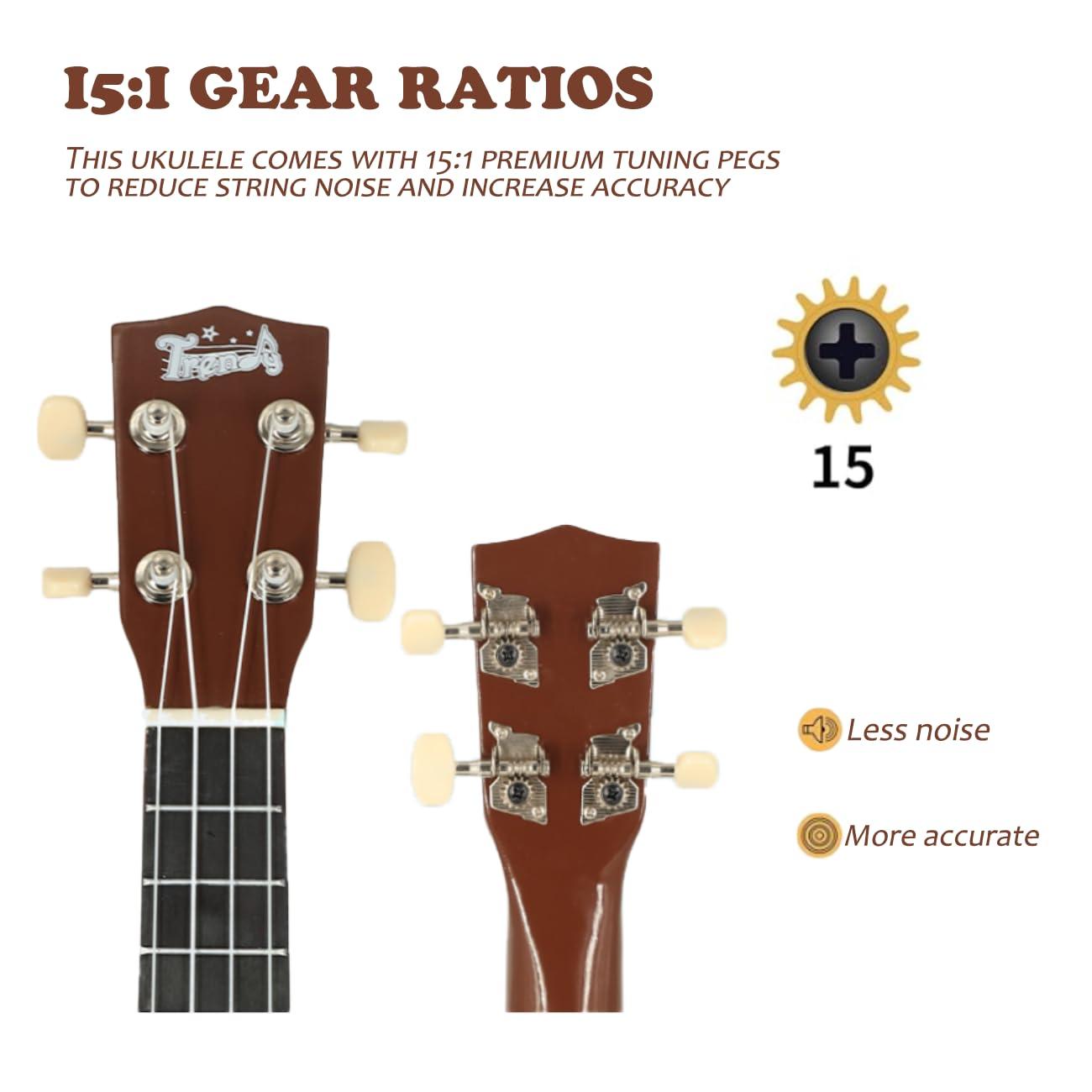 Trendy Soprano Ukulele for Beginners 21 Inch Hawaiian Ukelele for Adult Student Starter (Brown) - Image 4