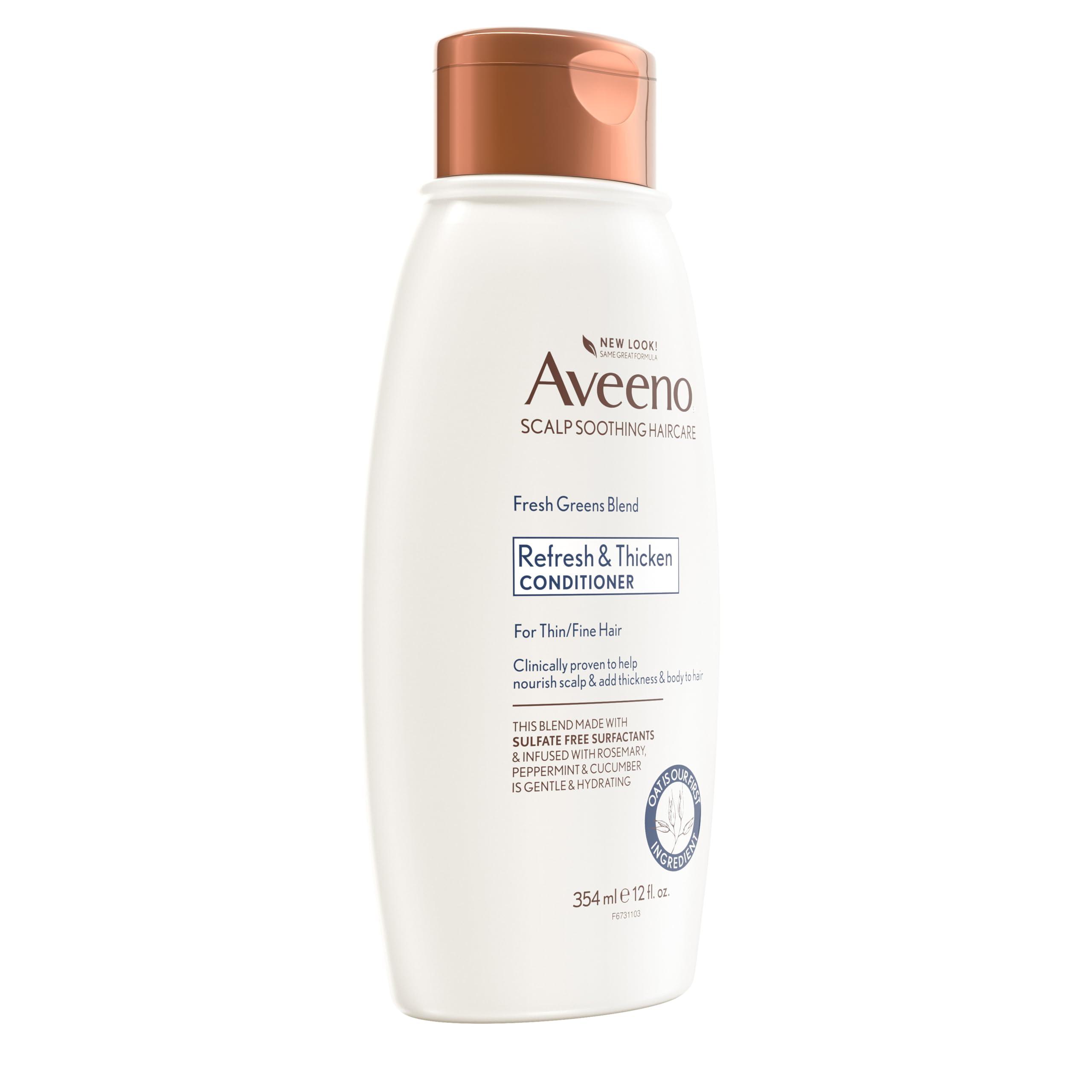 Aveeno, Fresh Greens Blend Sulfate-Free Conditioner with Rosemary, Peppermint & Cucumber to Thicken & Nourish, Clarifying & Volumizing for Thin or Fine Hair, Paraben-Free, 12oz - Image 6