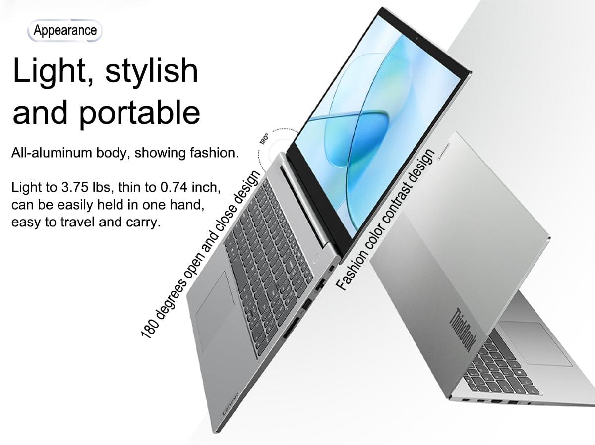 Lenovo ThinkBook 15 Business Laptop (15.6" FHD Anti-Glare, 16GB RAM, 512GB SSD, AMD Ryzen 7 5825U (> Intel i7-1165G7)), FHD Webcam w/ Shutter, Military Grade, Fingerprint, Ethernet, Win 11 Pro, Grey - Image 3