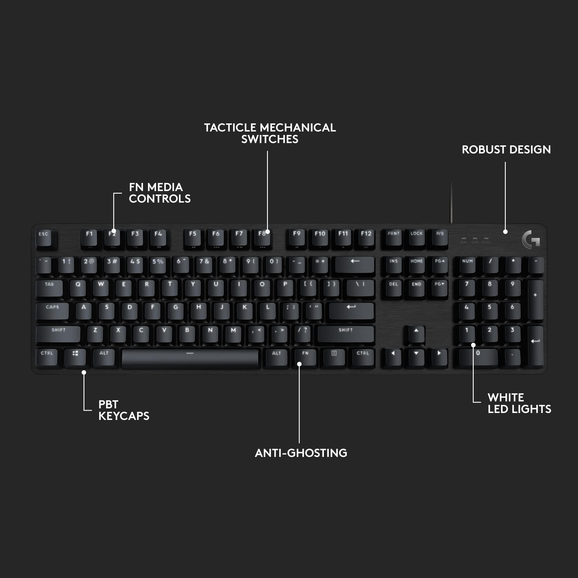 Logitech G413 SE Full-Size Mechanical Gaming Keyboard - Backlit Keyboard with Tactile Mechanical Switches, Anti-Ghosting, Compatible with Windows, macOS - Black Aluminum - Image 8