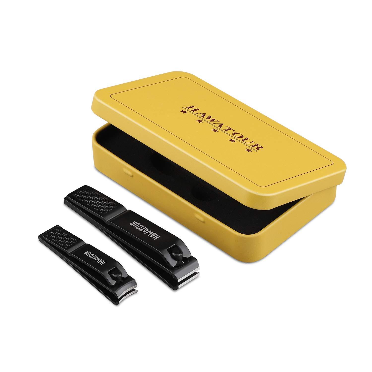 HAWATOUR Nail Clippers Set, Ultra Sharp Sturdy Fingernail and Toenail Clipper Cutters with Visibly Tin Case, Black - Image 2