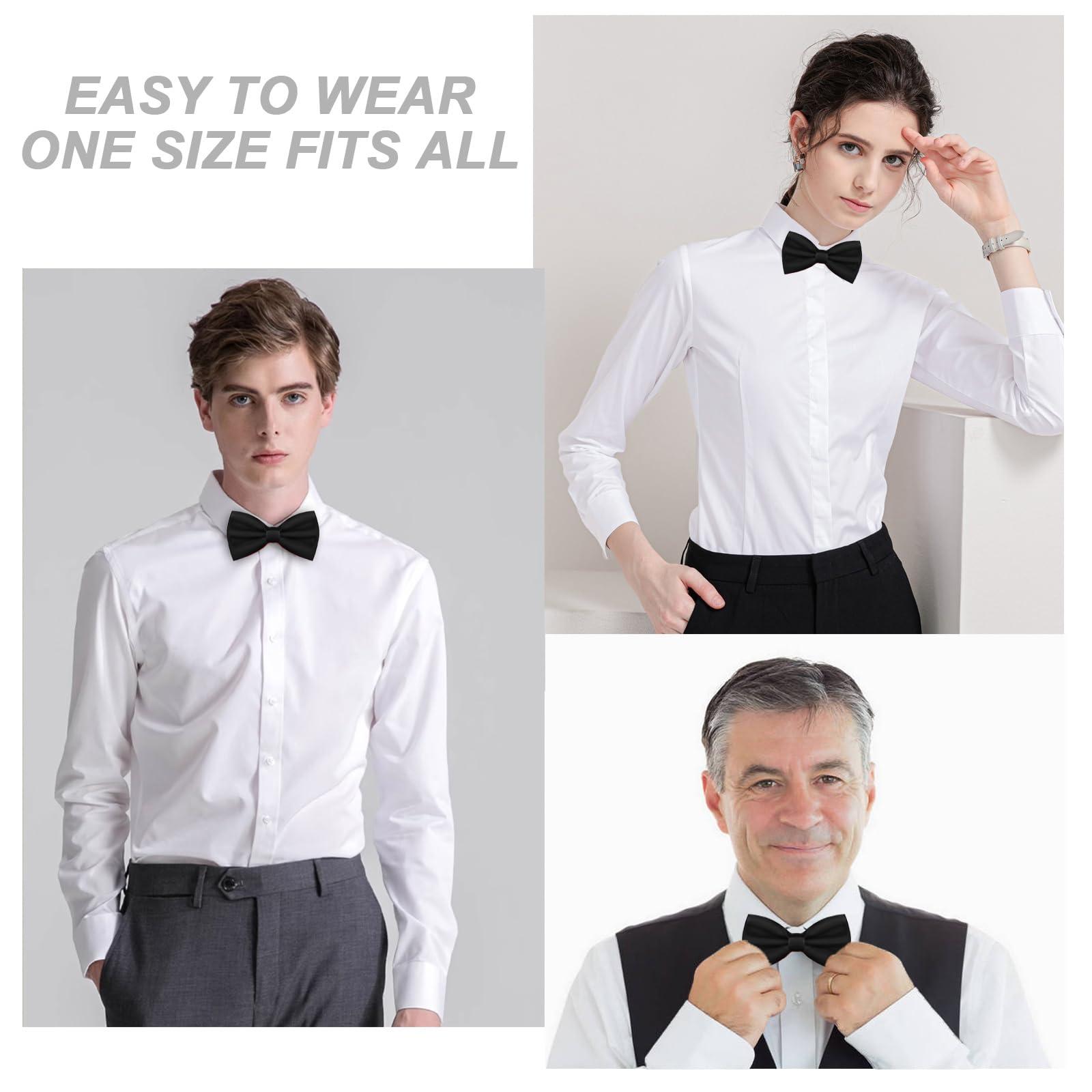 WOXVM Men's Bow Ties Solid Color Pre-Tied Bow Tie Satin Formal Tuxedo Bowtie Adjustable Neck Bowtie for Men Wedding Party - Image 5