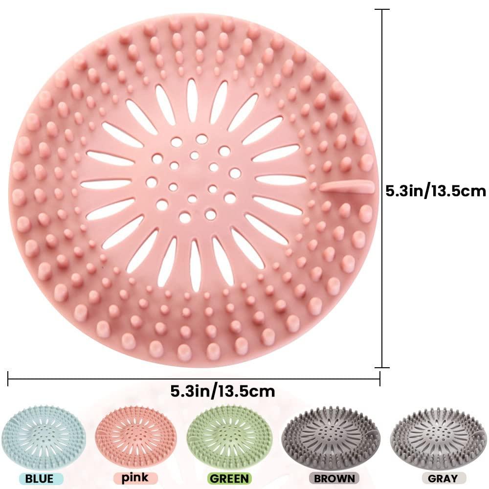 5 Pack Hair Catcher Durable Silicone Hair Stopper Shower Drain Covers, Easy to Install and Clean for Bathroom Bathtub Kitchen - Image 2