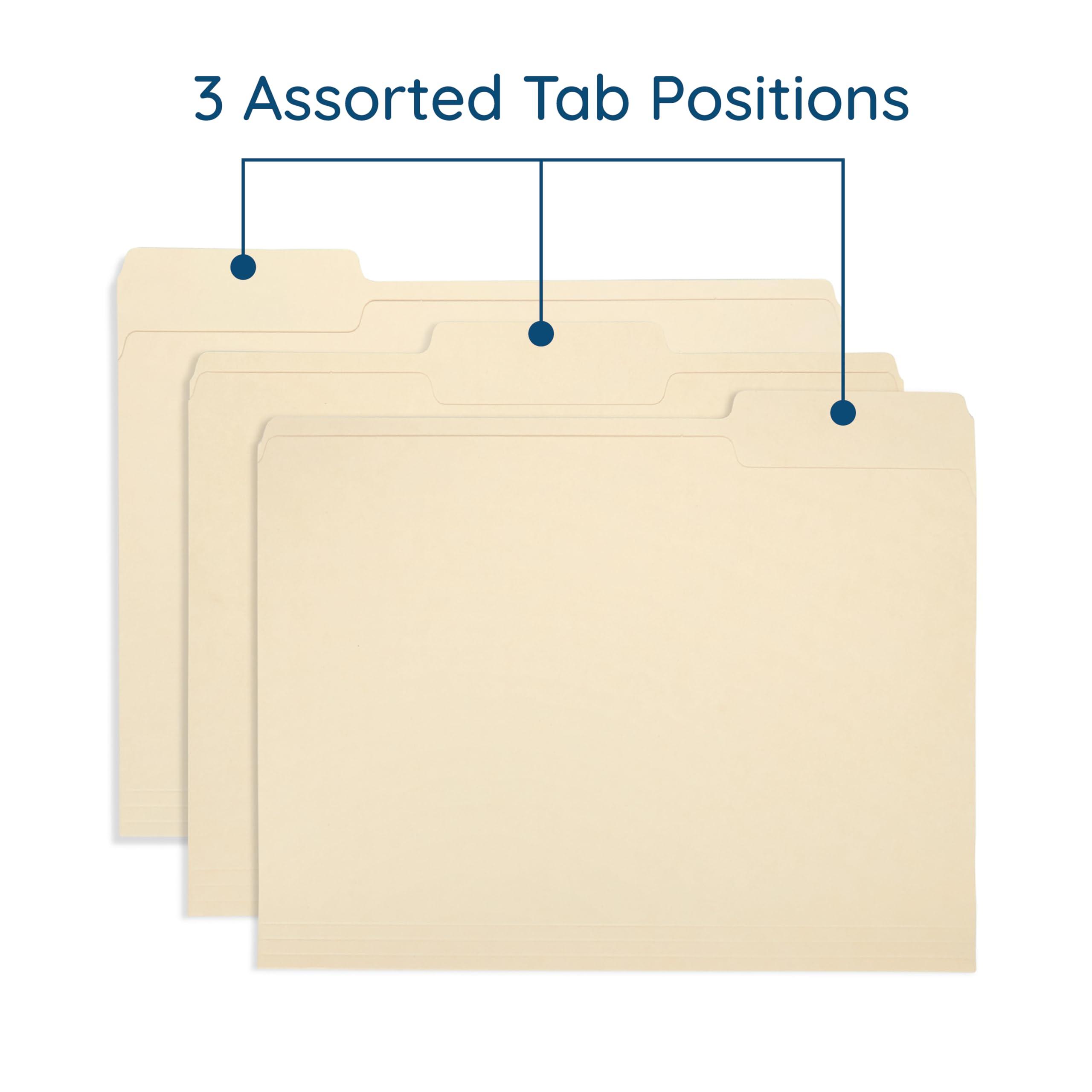 200 Blue Summit Supplies Manilla Folders - Letter Size File Folders with 1/3 Cut Top Tabs, Assorted Positions, Durable 11pt Manila Paper for Office Organization - Image 4