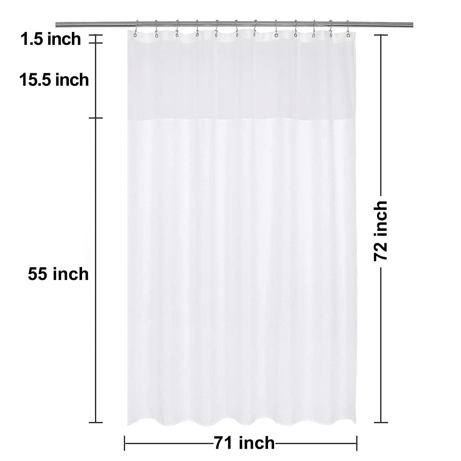 N&Y HOME Waffle Weave Shower Curtain with Snap-in Fabric Liner Set, 12 White Hooks Included - Hotel Style, Waterproof & Washable, Heavyweight Fabric & Mesh Top Window - 71x72, White - Image 6