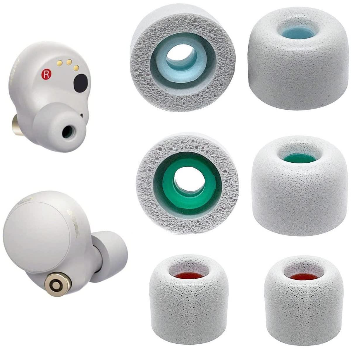 JNSA Replacement Earbud Tips Memory Foam Ear Tips Noise Isolation Foam Eartips Compatible with Sony WF-1000XM4 WF-1000XM3 Earbud Headphones, [Fit in Case],3 Pairs,Silver (FoamXM4S3P)
