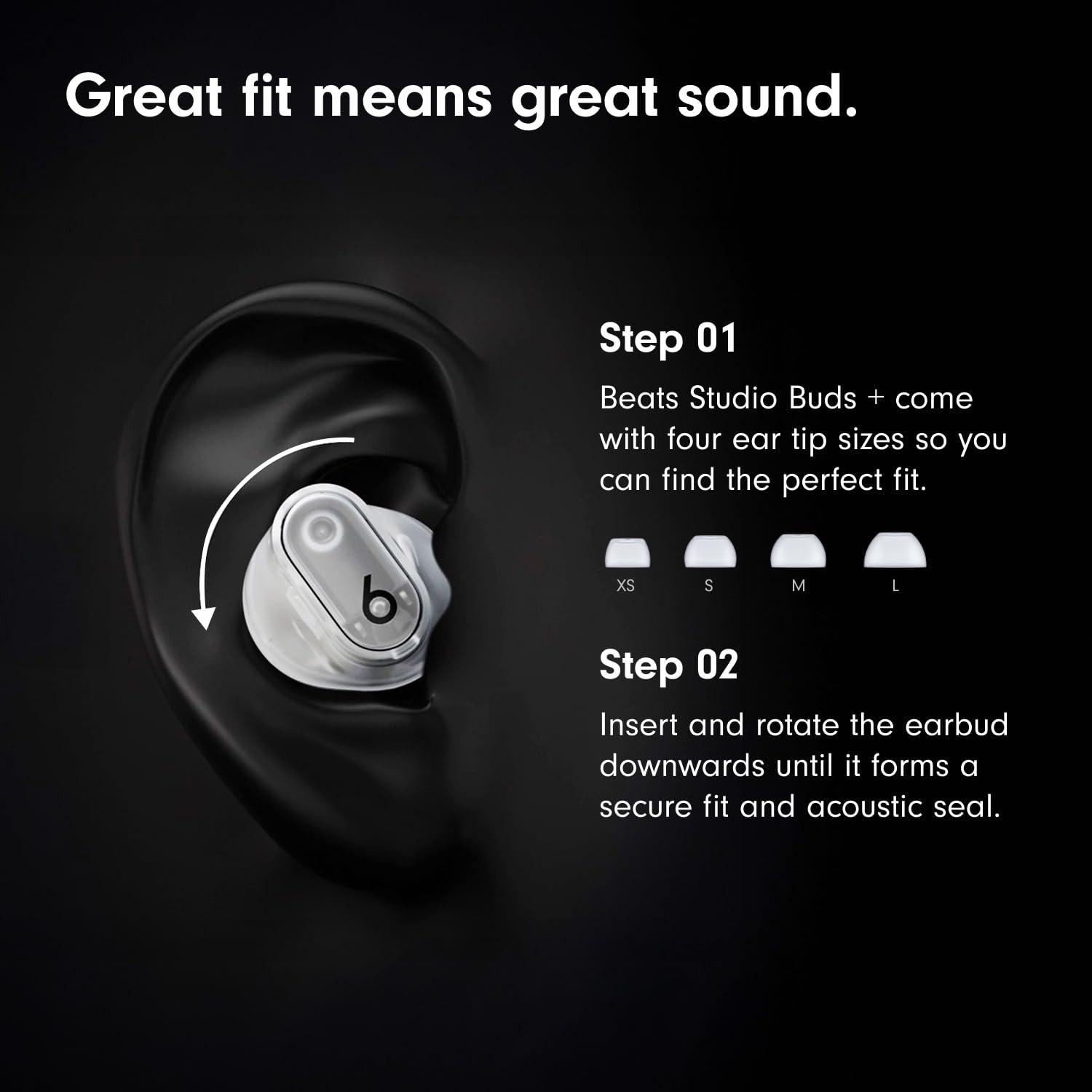 Beats Studio Buds + | True Wireless Noise Cancelling Earbuds, Enhanced Apple & Android Compatibility, Built-in Microphone, Sweat Resistant Bluetooth Headphones, Spatial Audio - Cosmic Silver - Image 2