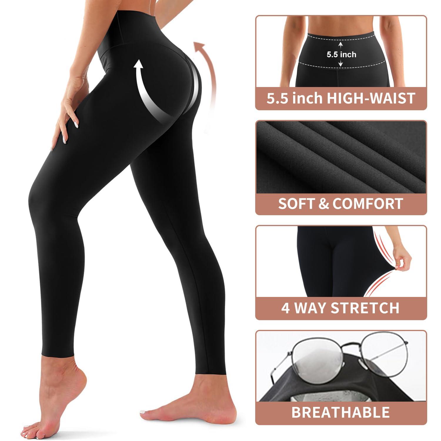 4 Pack Leggings for Women Butt Lift High Waisted Tummy Control No See-Through Yoga Pants Workout Running Leggings - Image 5
