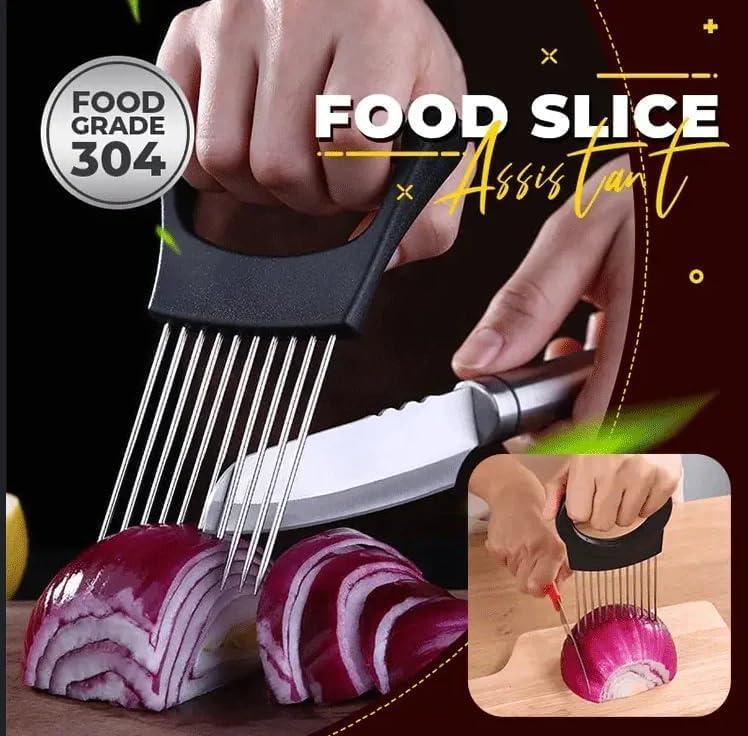 Stainless Steel Onion Slice Holder, Lemon Slicer Vegetable Cutter, Chopper Slicing Assistant Tool for Meat, Onion, Potato, Tomato Home Kitchen Tools (1 PCS) - Image 7