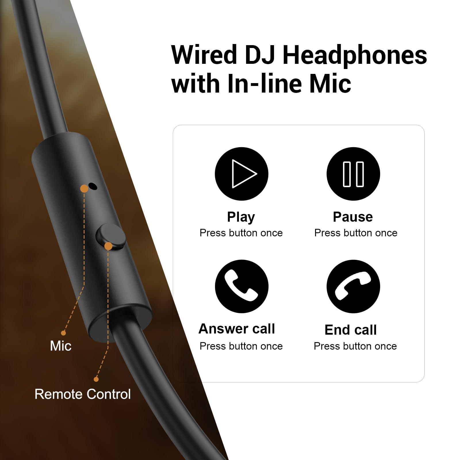 OneOdio Wired Over Ear Headphones Hi-Res Studio Monitor & Mixing DJ Stereo Headsets with 50mm Drivers and 1/4 to 3.5mm Jack for AMP Computer Recording Podcast Keyboard Guitar Laptop - Black - Image 5