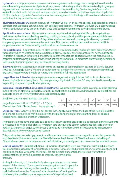Hydretain Root Zone Moisture Manager - Drought Protection and Moisture Control for Lawns, Gardens, Containers - Reduces Watering, Delays Wilt - Covers up to 1,000 Sq Ft (3 lbs, Granule) - Image 7