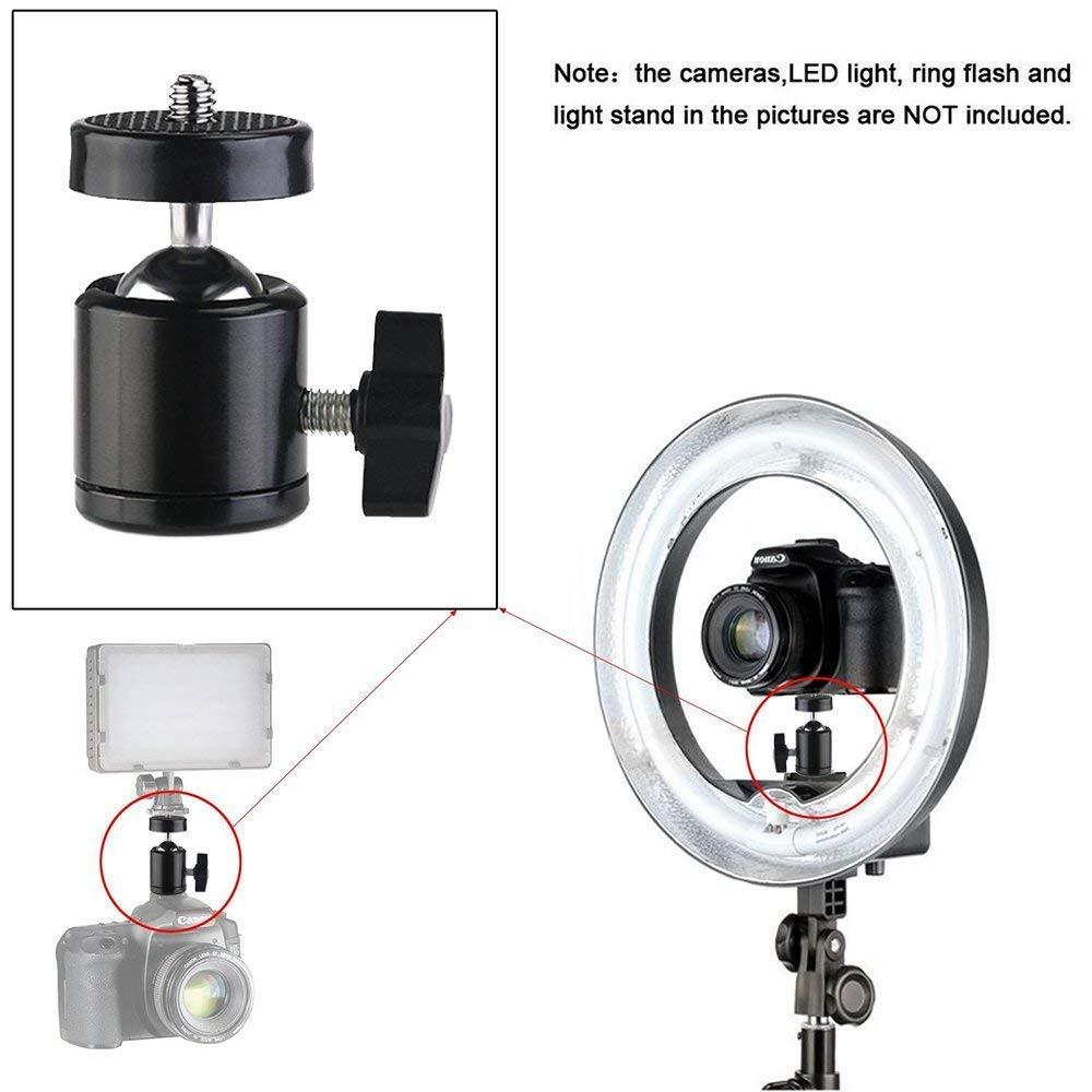 SLOW DOLPHIN Hot Shoe Mount Adapter 360 Degree Swivel Mini Ball Head 1/4 Tripod Screw Head for Cameras, Camcorders, Smart Phone, LED Video Light, Microphone(4 Packs) - Image 6
