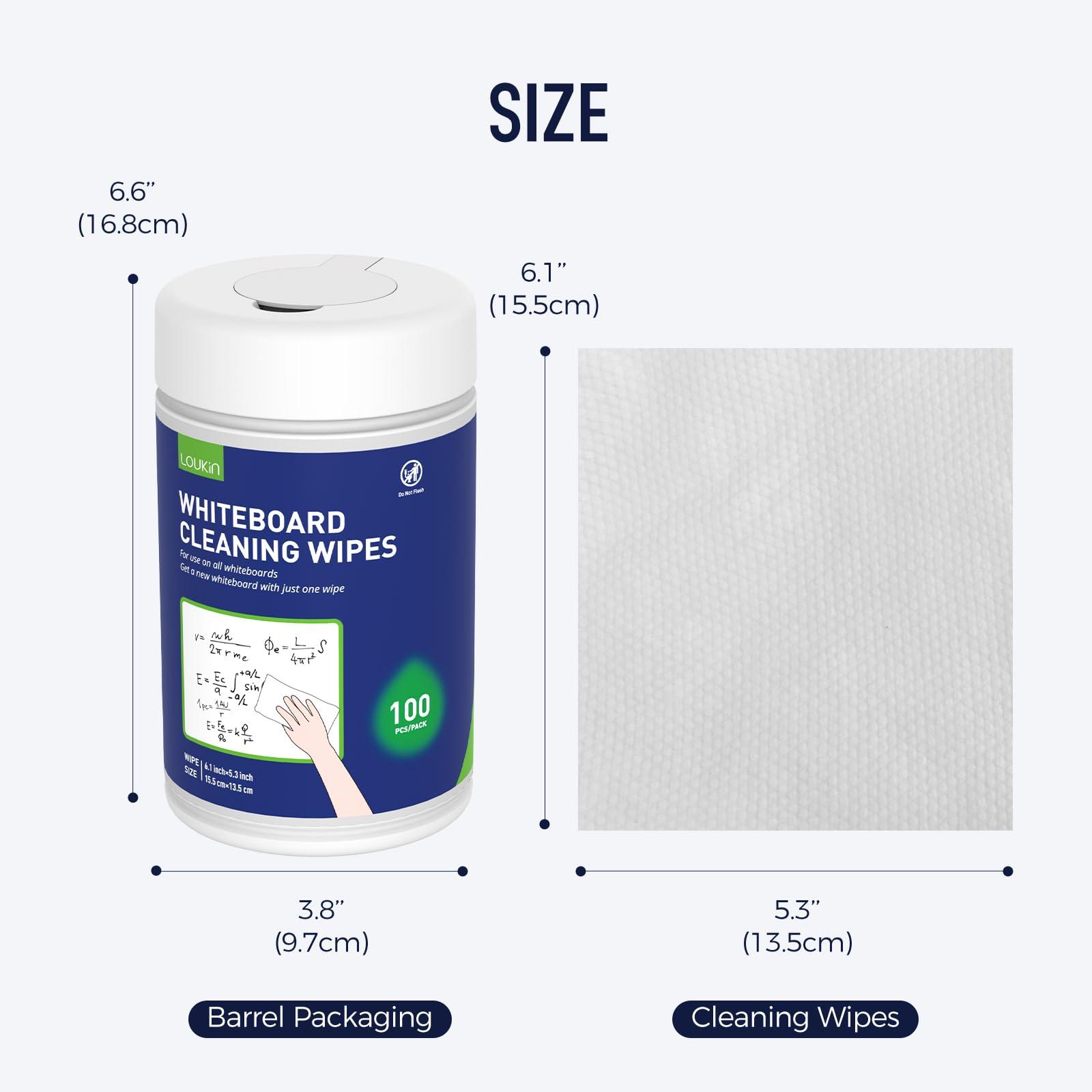 Loukin Whiteboard Cleaning Wipes, Dry Erase Board Cleaning Wipes, Non-toxic White board Wipes, 100 Wipes per Canister, 6 Pack - Image 2