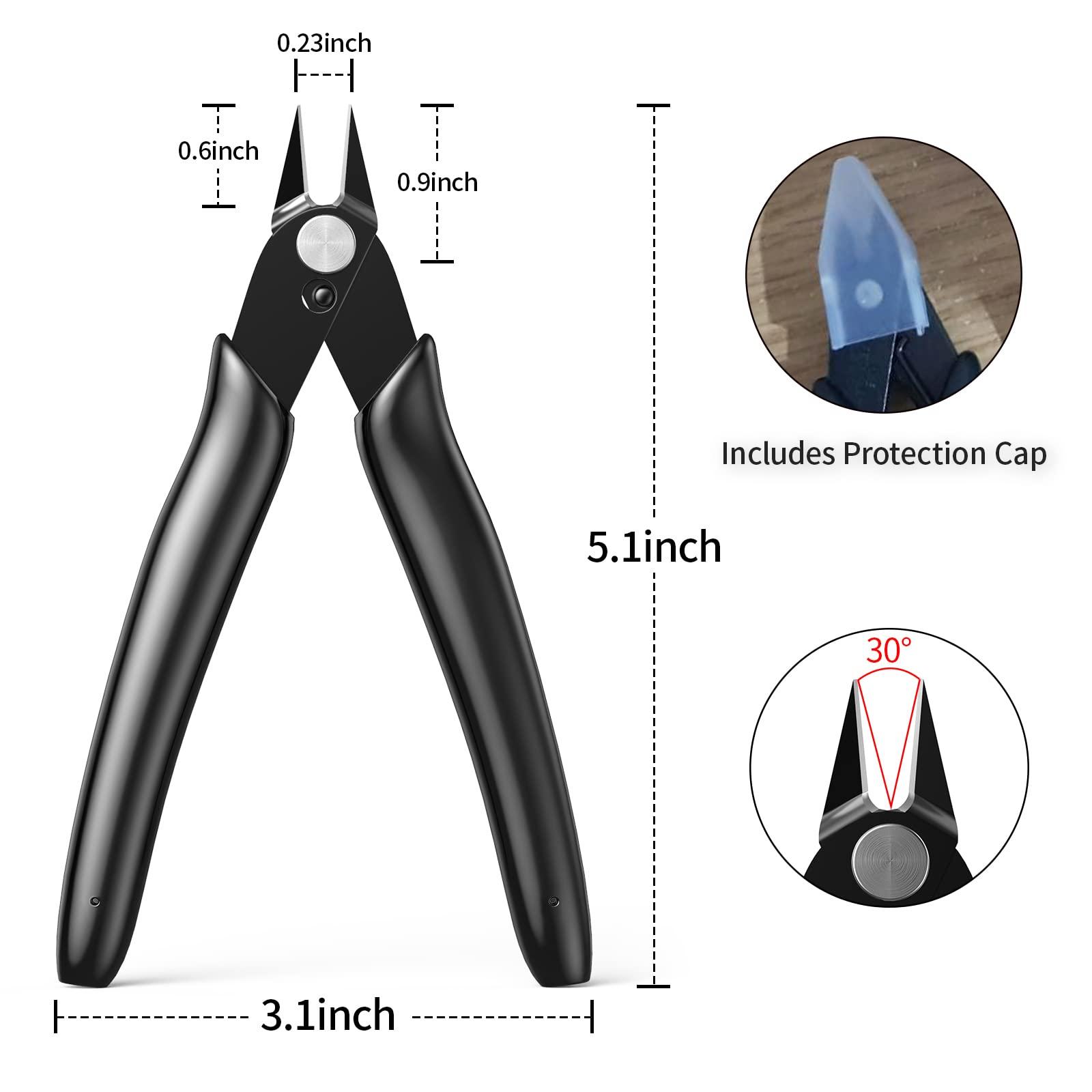 BOENFU BF-170 Micro Wire Cutter Jewelry Wire Cutters Zip Tie Cutters 2-Pack Flush Cut Nippers Precision Small Side Cutting Pliers for 3d Print, Plastic Models, Jewelry, Electronics, Black, 5 Inches - Image 2