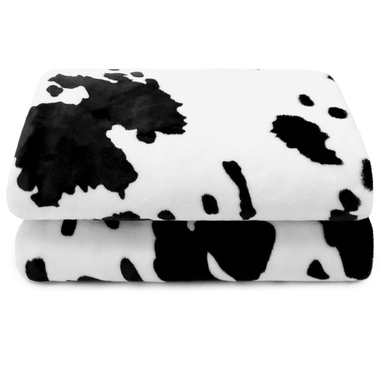 Cute Blankets for Teen Girls - Soft Kids Fleece Cow Print Baby Blanket for Crib, Stroller, Travel, Decor - Cow Themed Gifts for Baby, Girls, Boys, Toddler, Infant or Newborn 40x50 Inches