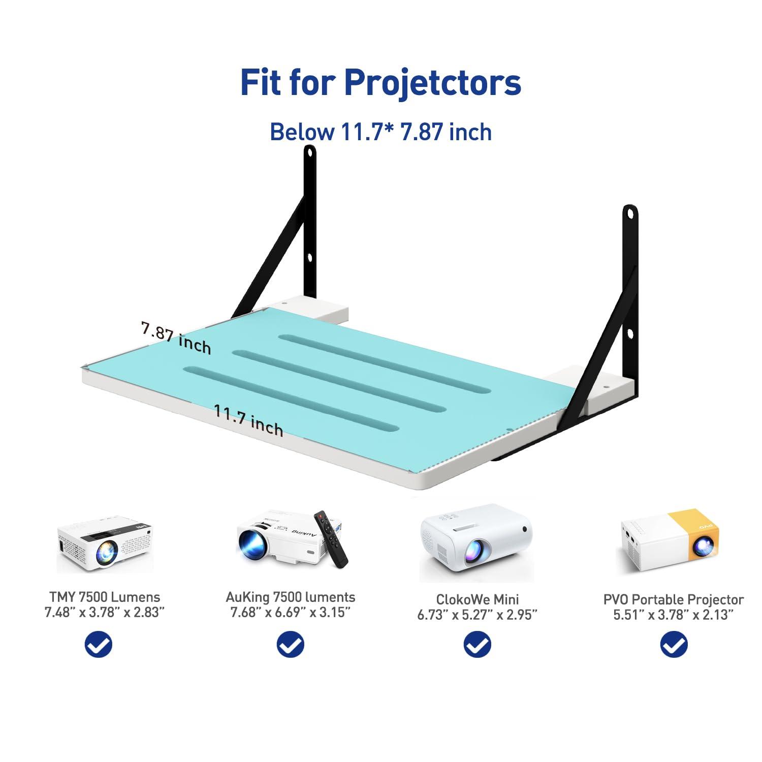 AREAJD Black White Small Mini Projector Shelf for Wall, Cable Box/Router Shelf,Floating Projector Mount, Holder Stand Accessories - Image 2