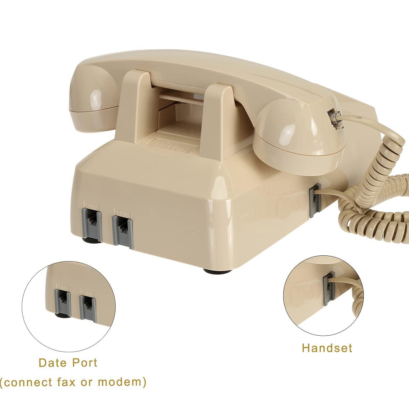 SOUJOY Vintage Cord Phone, Retro Landline Phone with Volume Control, Old Fashioned Loud Ringer Desk Phone for Home and Office, Beige - Image 4