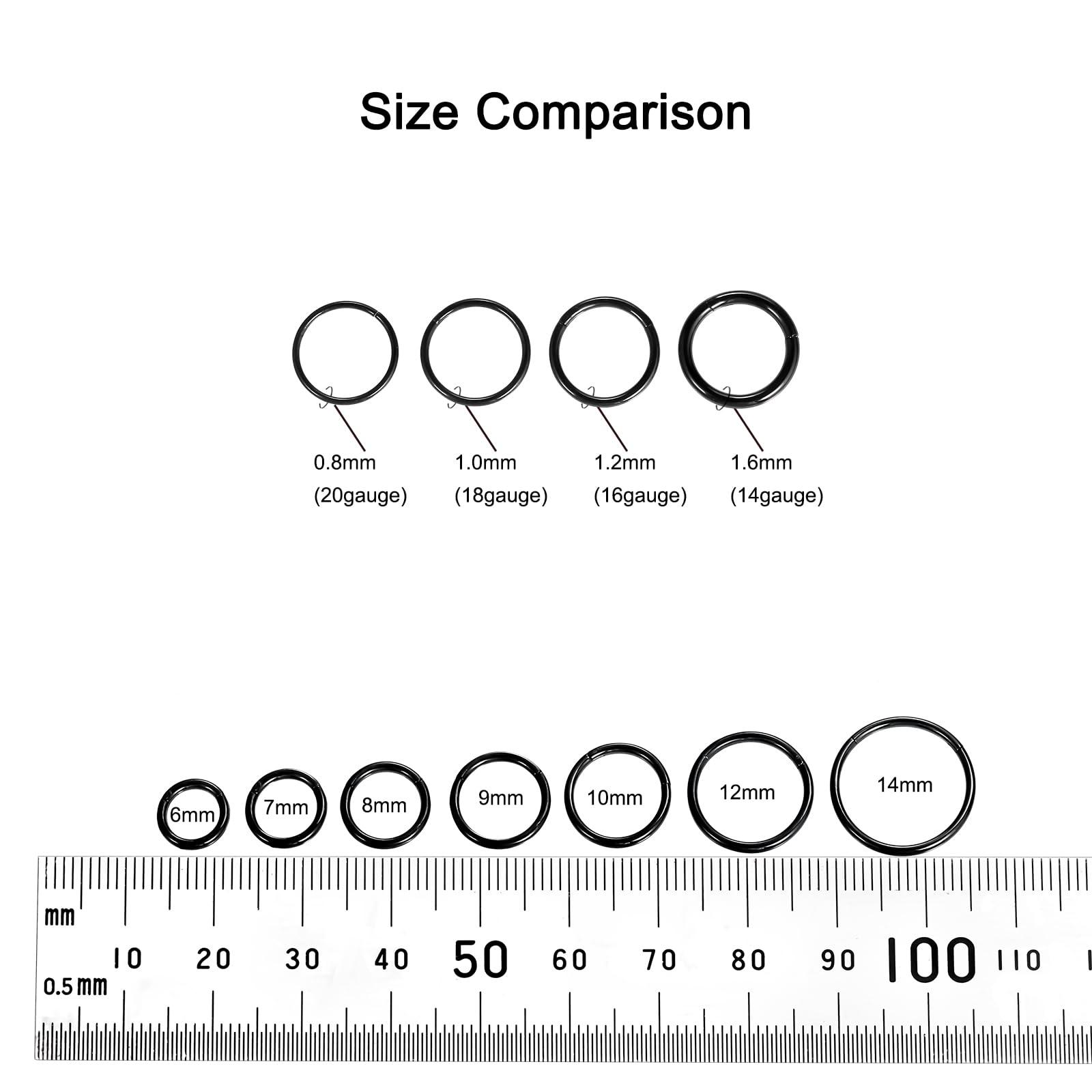 Aumeo 14G 16G 18G 20G Nose Ring Hoop Stainless Steel Hinged Segment Rings Hoops Nose Clicker Ring Tragus Helix Cartilage Daith Rook Earring Piercing Jewelry for Women Men - Image 3