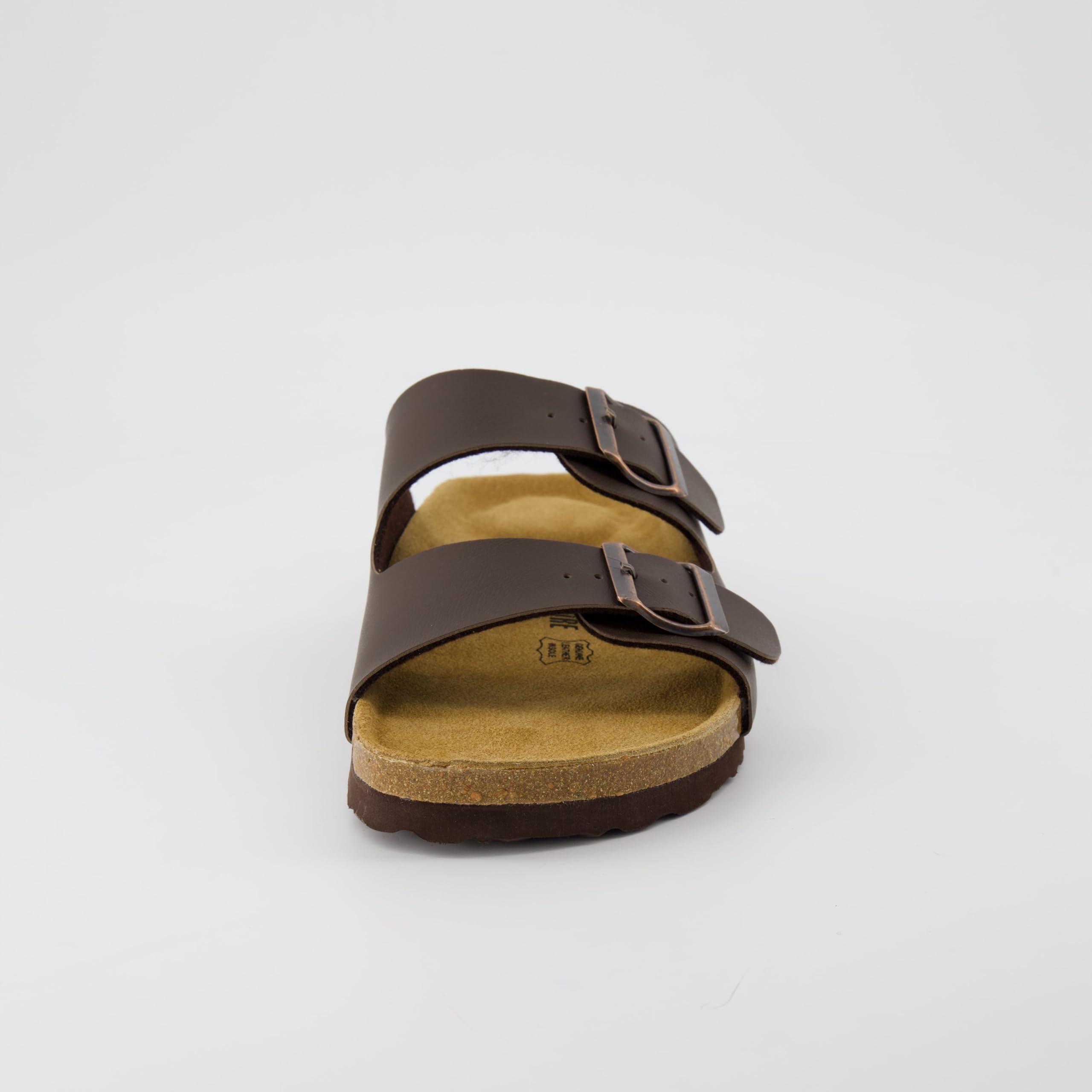 CUSHIONAIRE Lane Cork Footbed Mens Sandals, Adjustable Buckle Comfort Slides for Men, Genuine Leather Insole Summer Sandals Men Footwear - Image 7