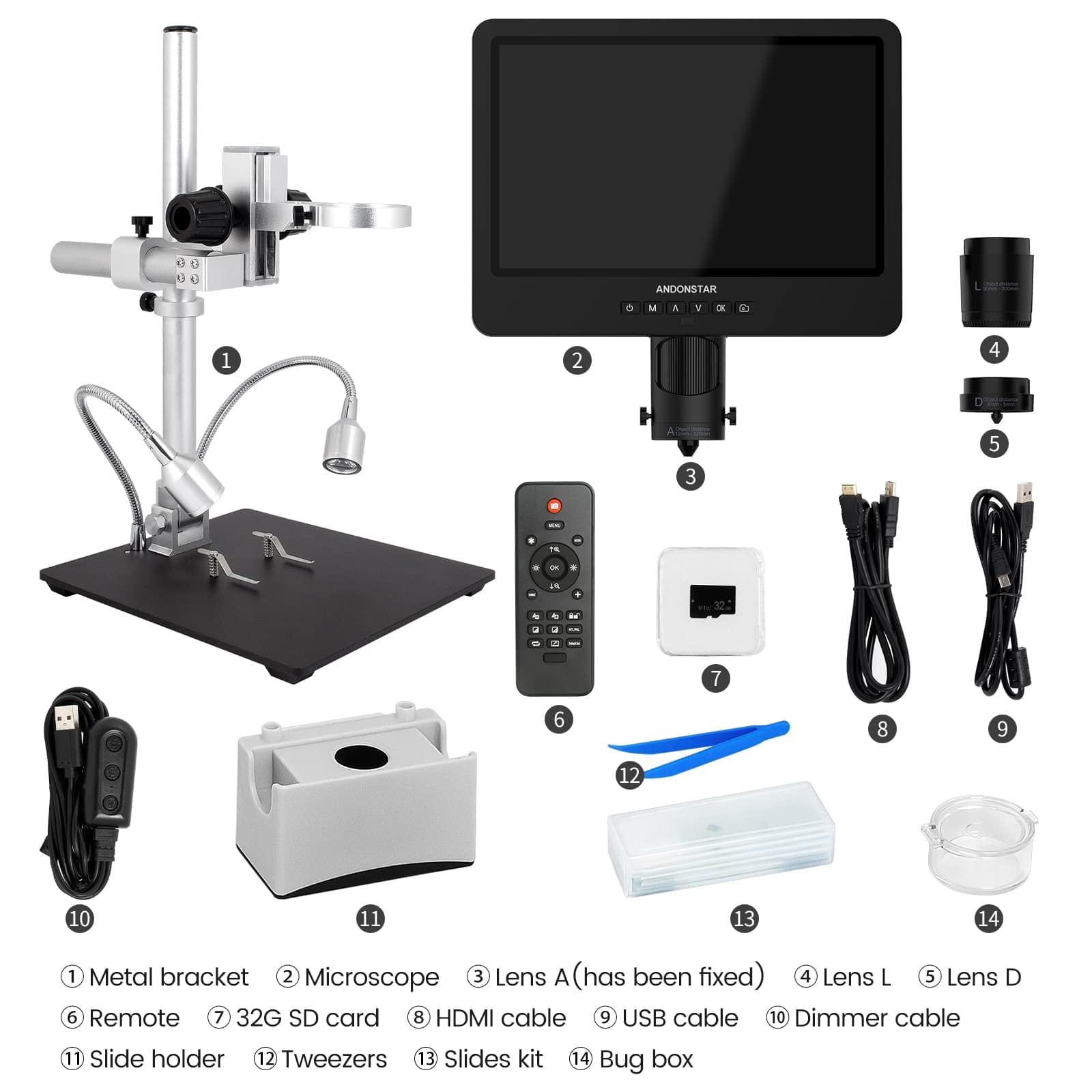Andonstar AD249S-M 10.1 Inch HDMI Digital Microscope 2000x for Adults, 3 Lens 2160P UHD Video Record, Soldering Microscope for Electronics Repair, Error Coins, Pro Boom Arm Stand, Windows Compatible - Image 7