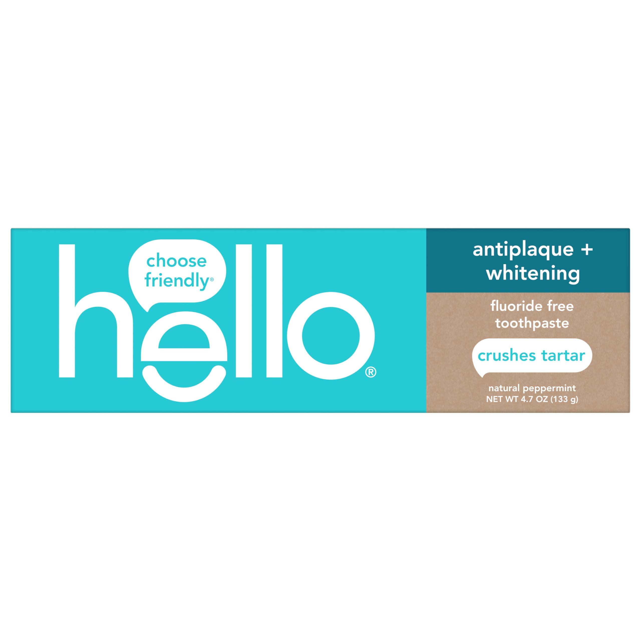 Hello Antiplaque Toothpaste, Fluoride Free for Teeth Whitening with Natural Peppermint Flavor and Tea Tree Oil, Peroxide Free, Gluten Free, SLS Free, 3 Pack, 4.7 OZ Tubes - Image 5