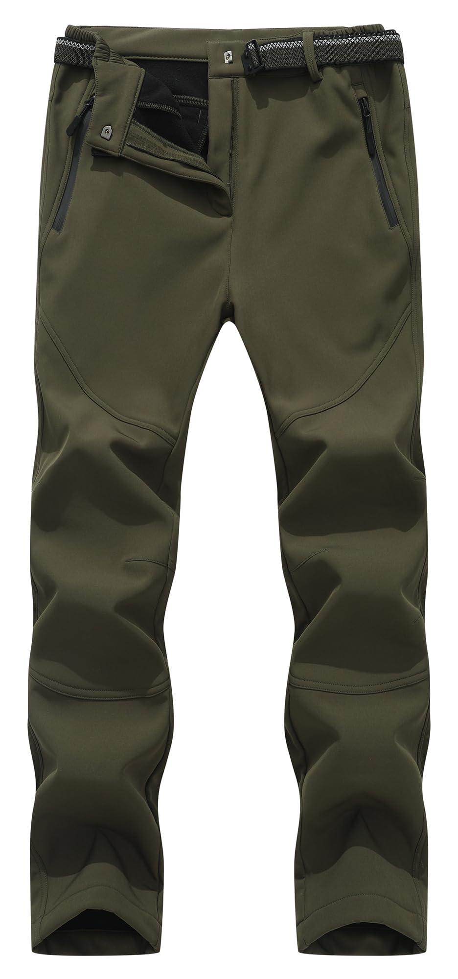 MOERDENG Women's Insulated Snow Ski Pants Waterproof Hiking Pants Fleece Lined Winter Warm Softshell Pants