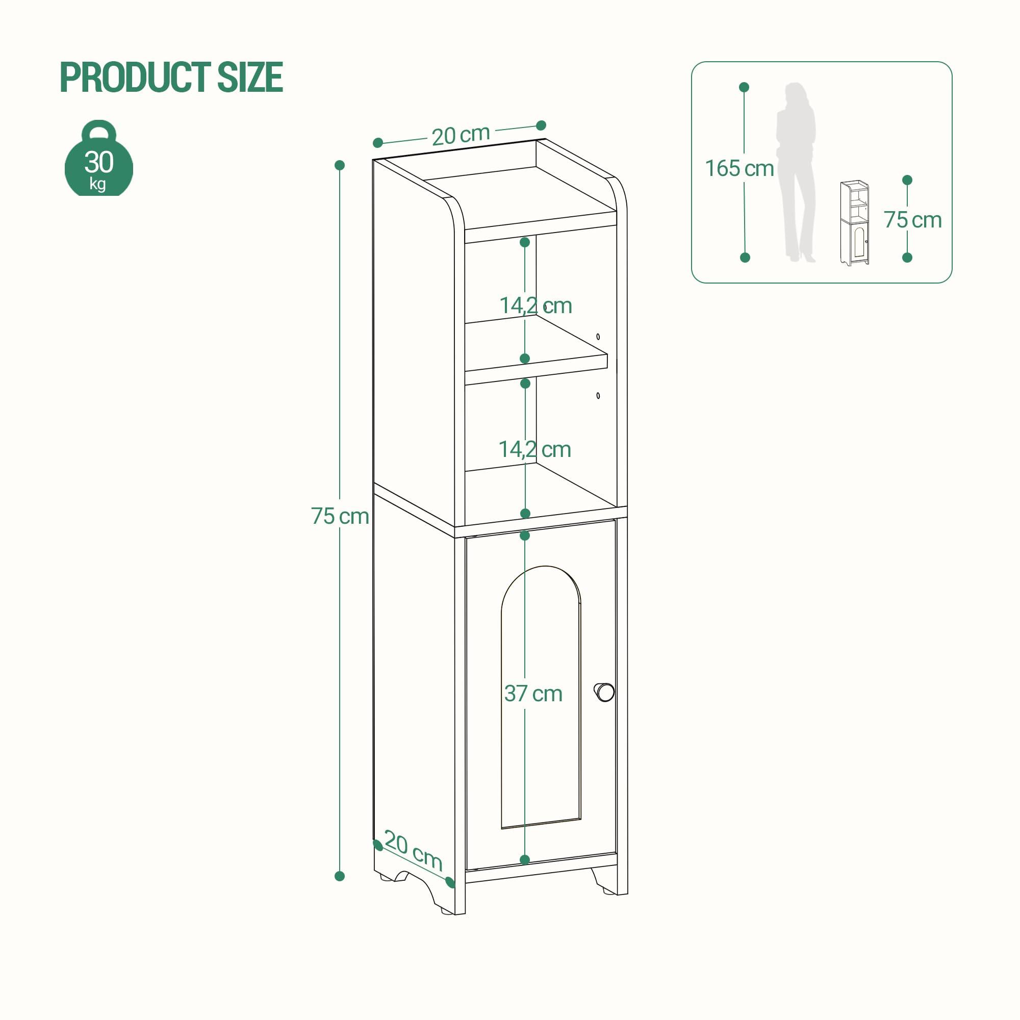 Hzuaneri Bathroom Storage Cabinet, Corner Floor Cabinet with Doors and Adjustable Shelf, Narrow Toilet Paper Cabinets, Bathroom Organizer for Small Spaces, White BC19703X - Image 3