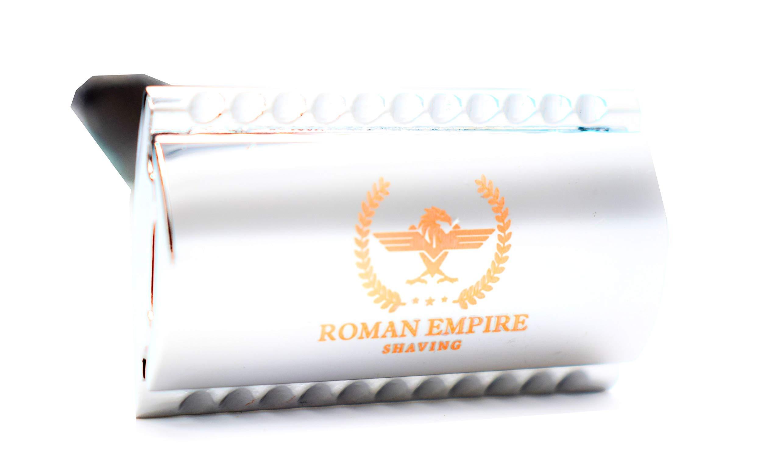 Caesar Gun Metal Safety Razor by Roman Empire Shaving with Set of 20 Shaving Blades (Astra-Derby-Shark-Treet) - Image 8