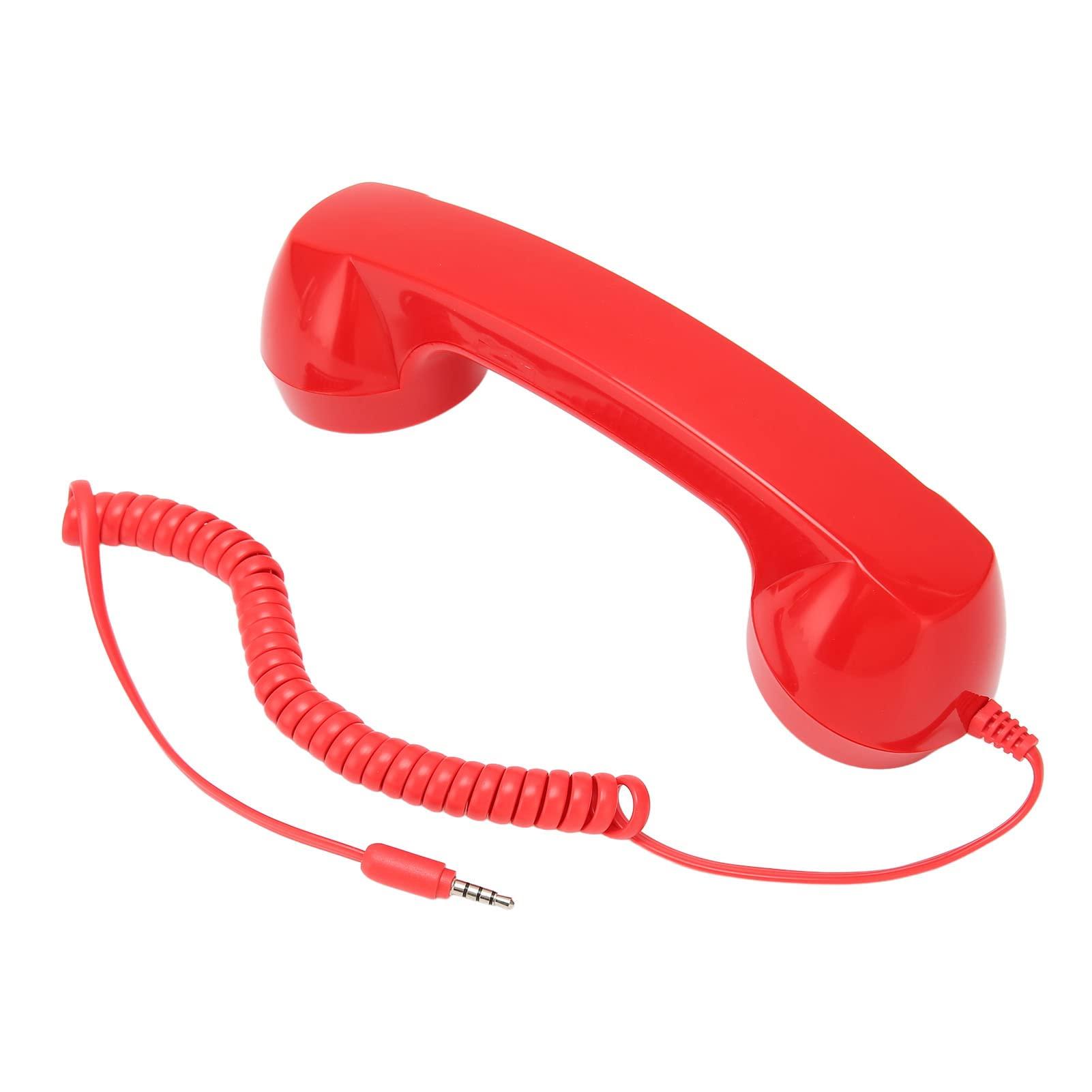 3.5mm Retro Phone Handset, Old School Cell Phone Handset, Raniation Proof Handheld Receiver Telephone for Home Office, Mobile Phones, Computers (Red) - Image 8