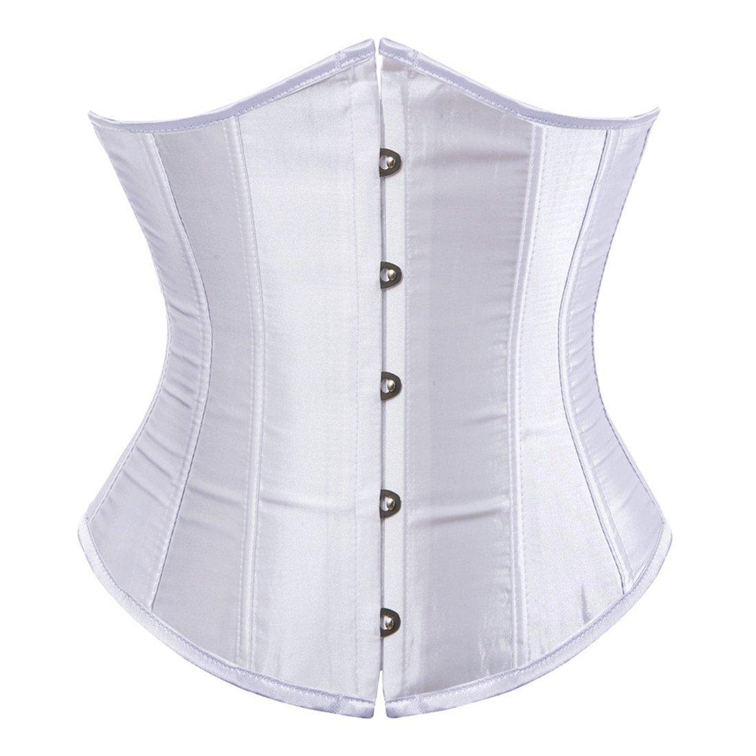 Zhitunemi Women's Satin Underbust Corset Bustier Waist Training Cincher Plus Size Corsets