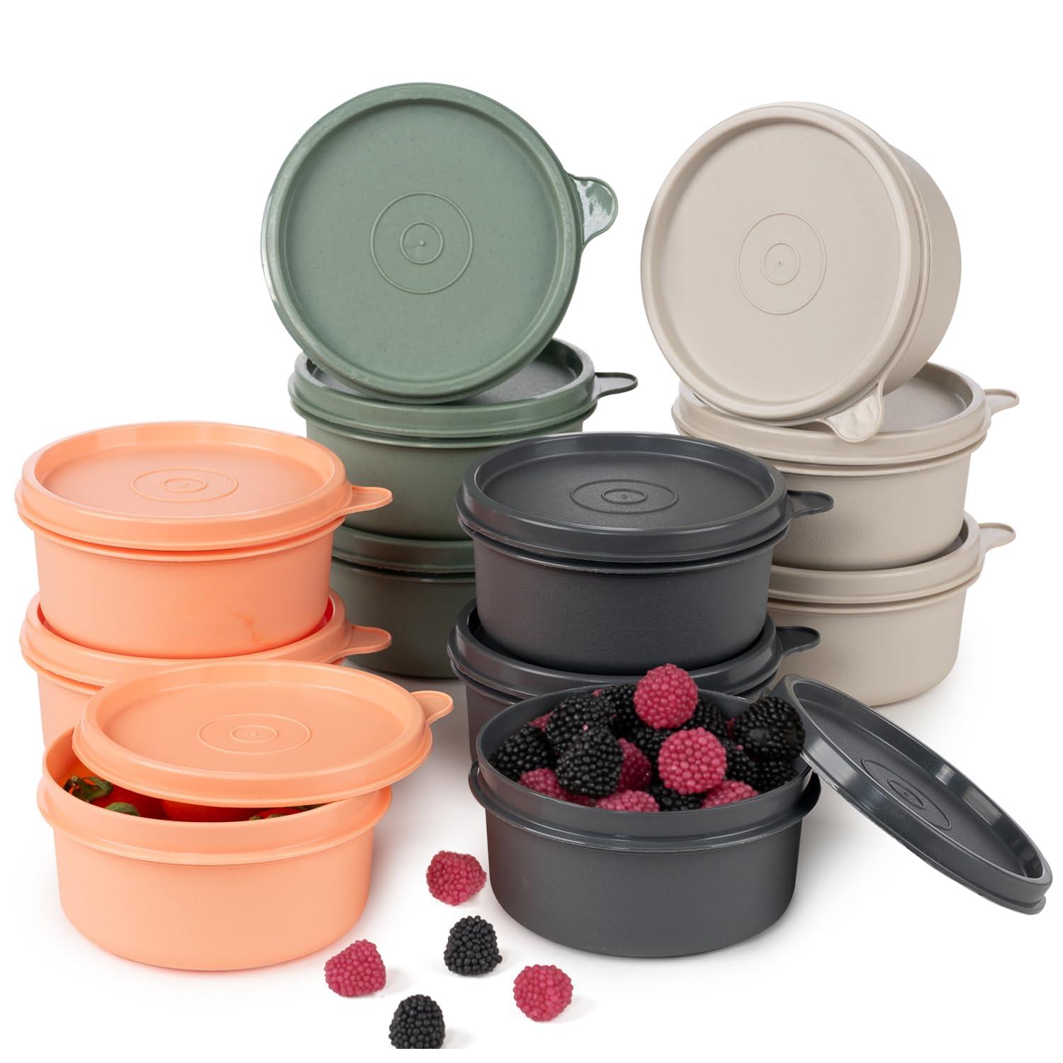 chedi 9 oz Small Round Food Storage Containers with Lids Set of 12 (24 Pieces), Airtight Leakproof Reusable BPA-Free Plastic, Snack & Meal Prep Bowls, Portable Bento Box for Kitchen, Picnic, Office
