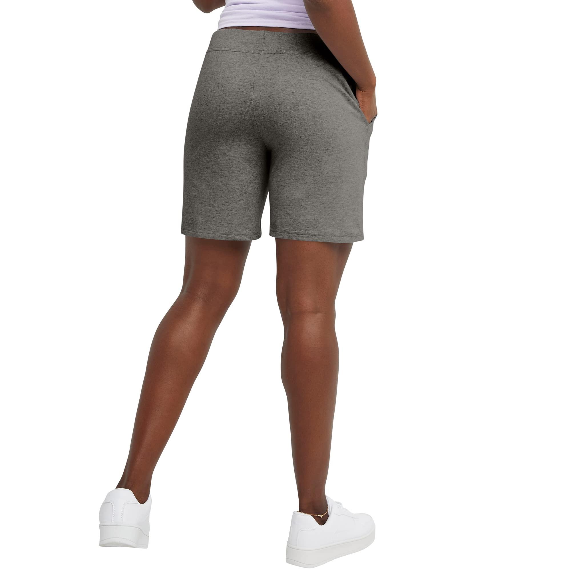 Hanes Women's Jersey Pocket Shorts, Drawstring Cotton Jersey Shorts, 7" Inseam - Image 3