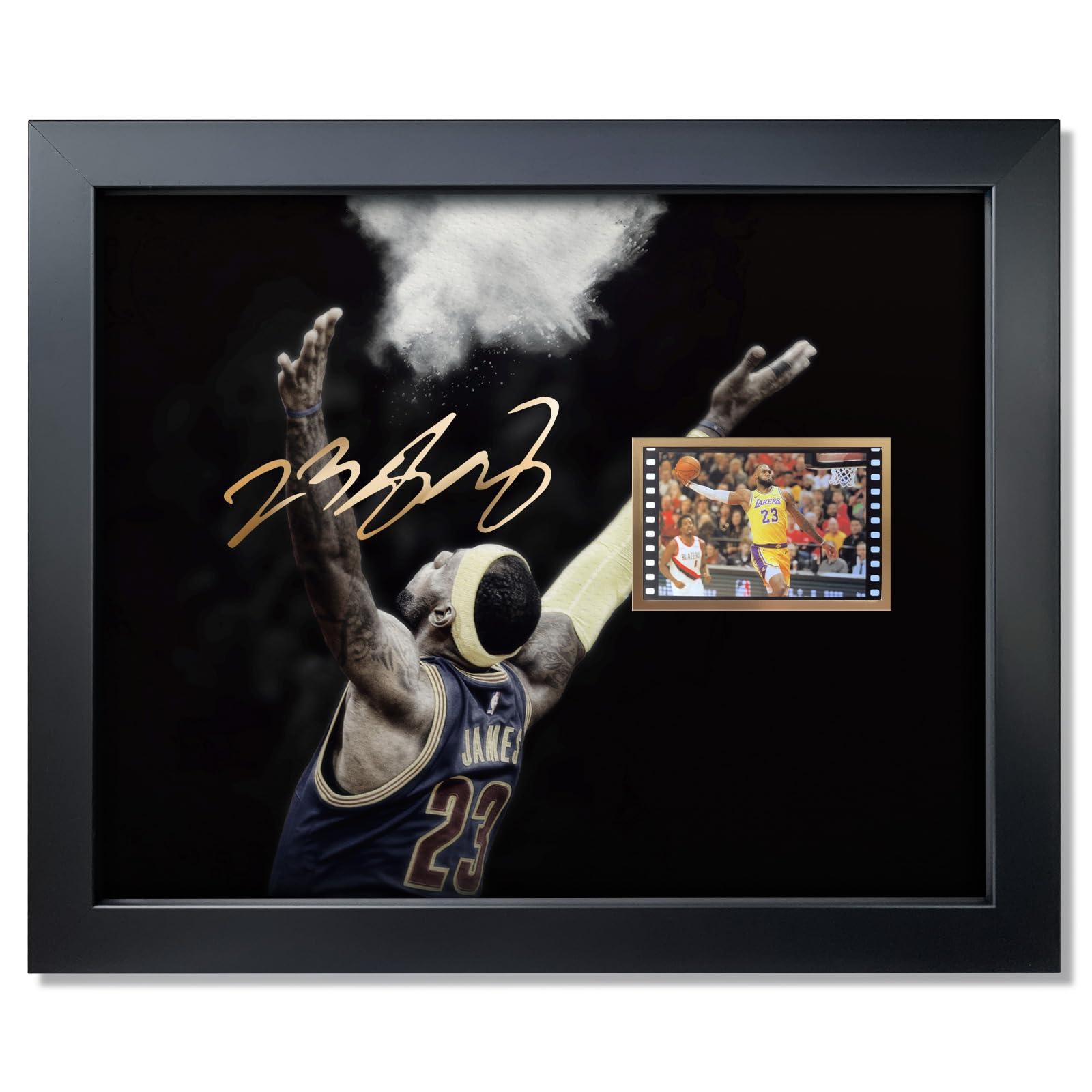 sufenvera Framed LeBron James Basketball Photo with Signed 10x8 Inch,LeBron James of The Game Film Collection Display,Gifts for Lakers James Fans