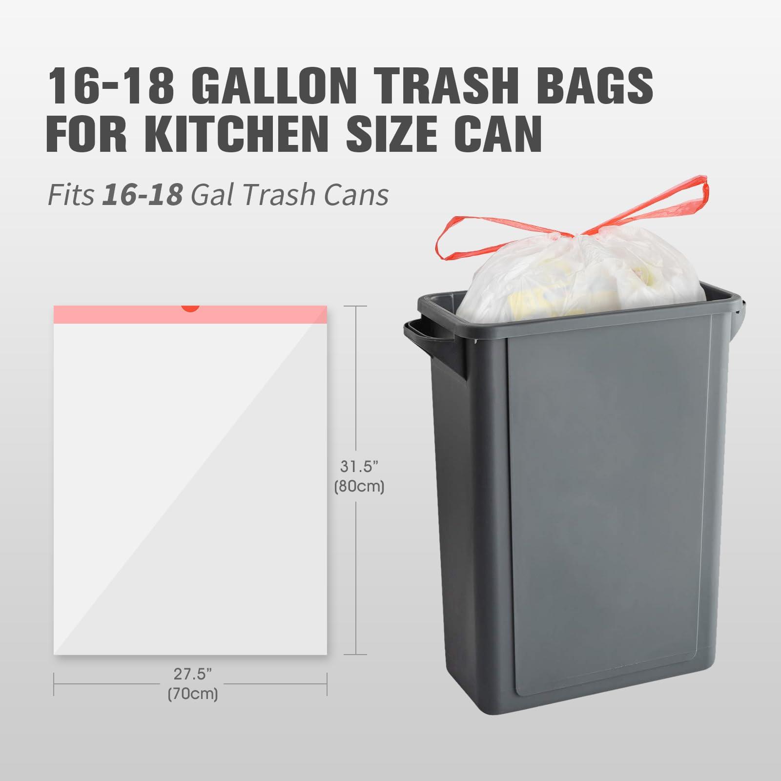 Geiteoa 16-18 Gallon Trash Bags with Drawstring Large Strong Trash Can Liners, Heavy Duty Plastic Garbage Bags for Home Kitchen Office Lawn Commercial, Clear (105) - Image 2