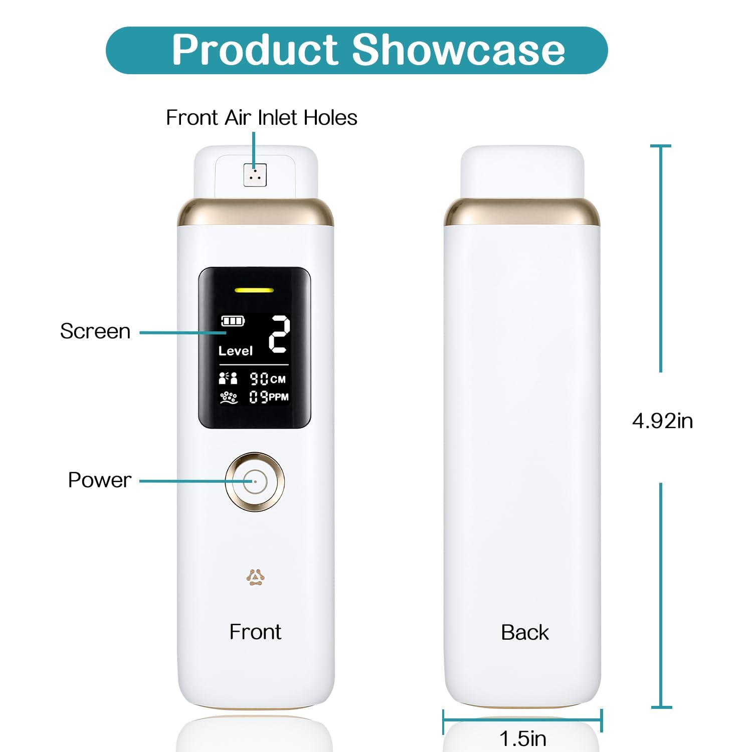 Smart Oral Odor Freshening Rate Detector, Portable Oral Breath Monitor with Real-Time Odor Checking, 32-bit CPU, Professional Bad Oral Odor Rate Checker for Personal Use - White - Image 2