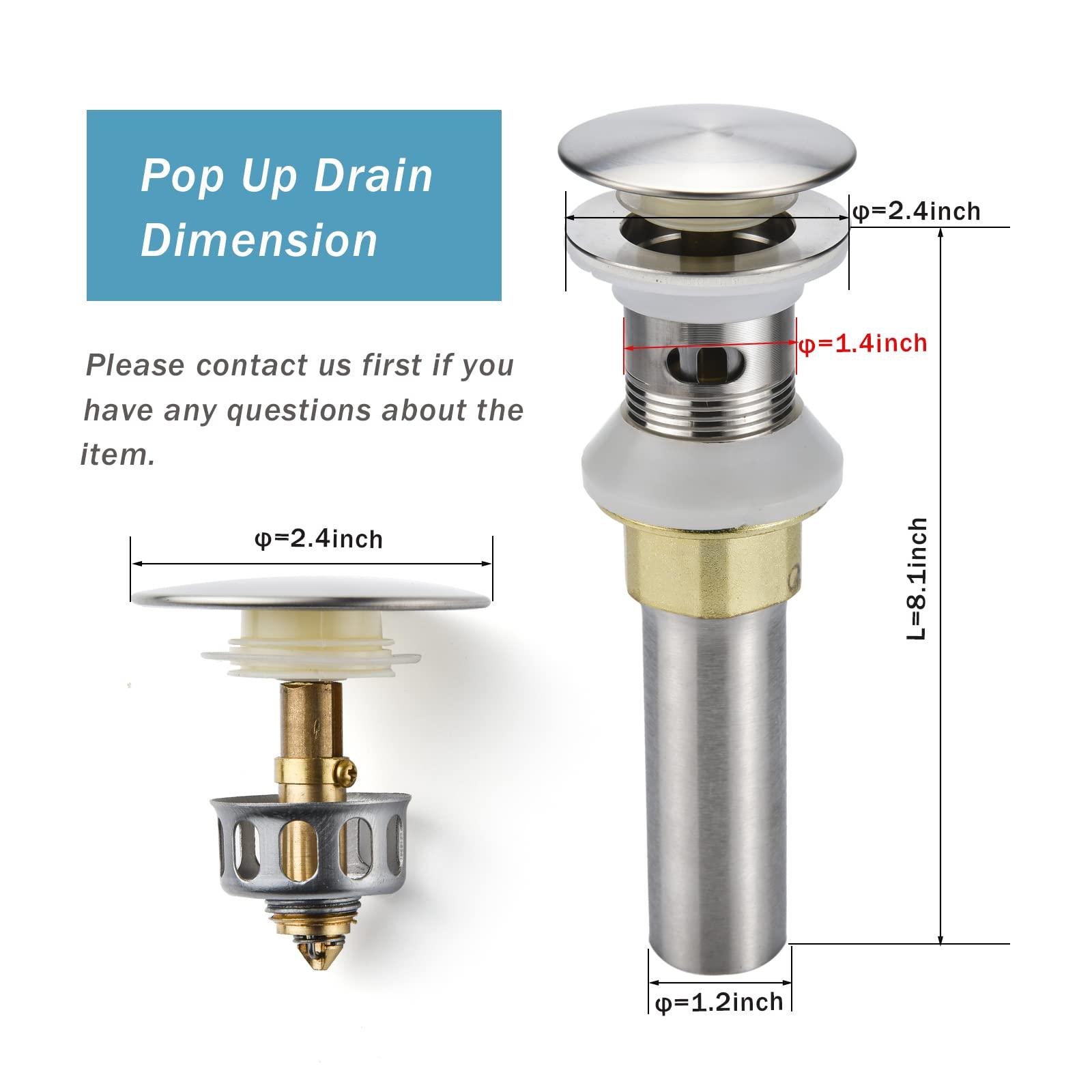 Rockgoya Bathroom Sink Drain,Drain Stopper Bathroom Sink with Overflow,Pop Up Drain Assembly with Detachable Strainer Basket,Built-in Anti-Clogging Strainer,Stainless Steel Brushed Nickel - Image 2