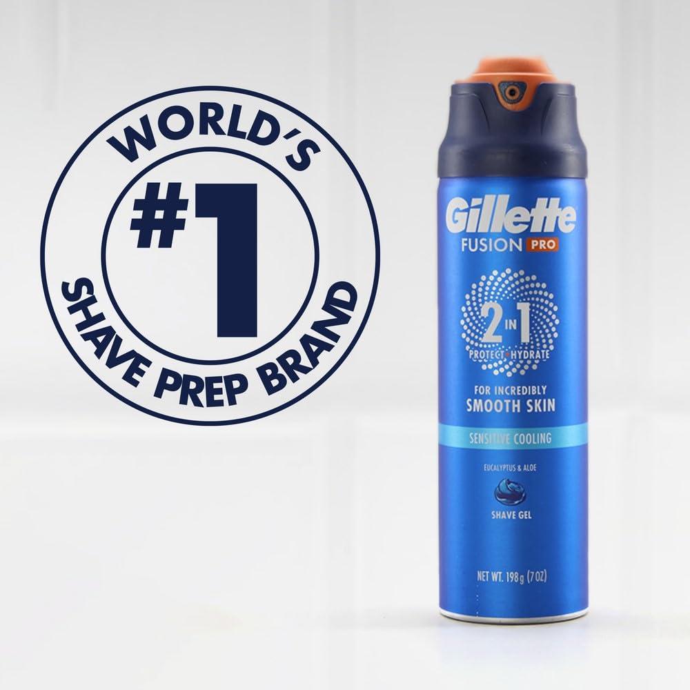 Gillette PRO Shaving Gel For Men Cools To Soothe Skin And Hydrates Facial Hair, 7oz, ProGlide Sensitive 2 in 1 Shave Gel - Image 9
