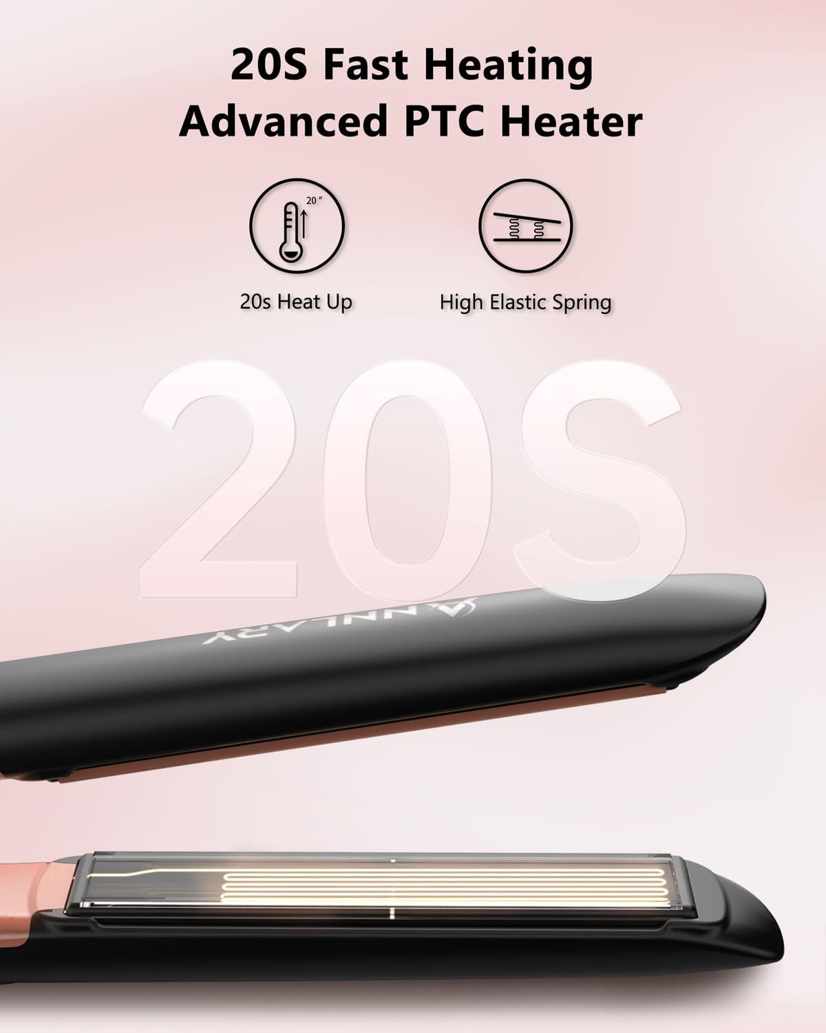 Annlary Hair Straightener, 1 Inch Flat Iron Straightener and Curler 2 in 1, Titanium Ceramic Ionic Dual Voltage Straightener with Anti-Iron Silicone for Less Frizz, Shinier & Smoother Hair - Image 5
