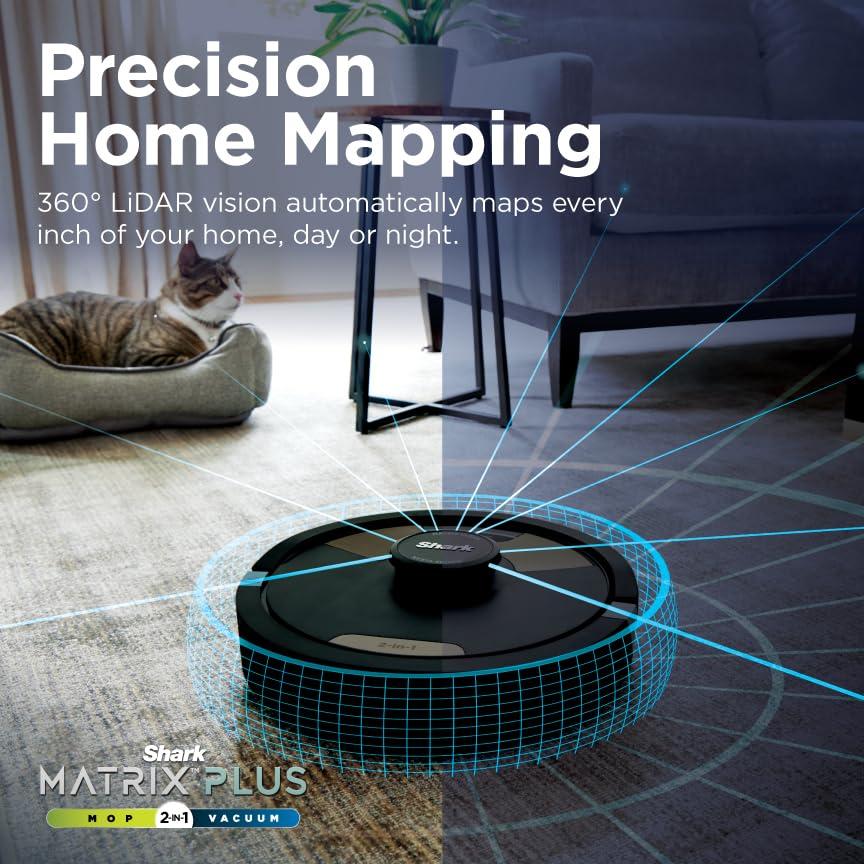 Shark Robot Vacuum & Mop Combo, Powerful Suction, Matrix Plus, 60-Day Debris Capacity, HEPA Bagless Self Empty Base, Sonic Mopping, Home Mapping for Pet Hair - Carpets & Hardfloor, AV2610WA - Image 10